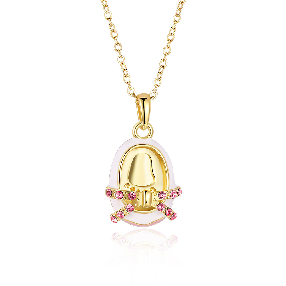 Yellow Gold Plated Necklace Pendant AAA Zirconia Lobster Clasp B178