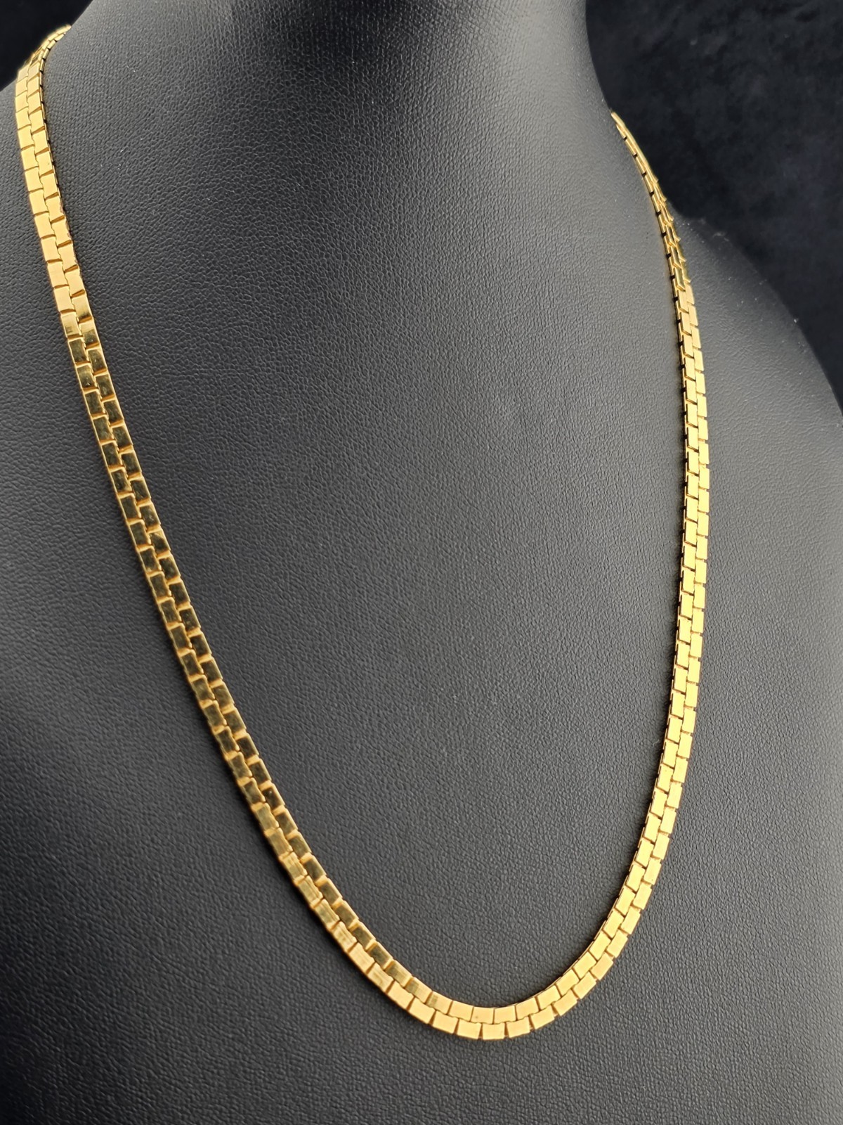 10K Gold Plated Brick Link Necklace 18.5″ Flat Articulated Chain 5mm- 15 Grams