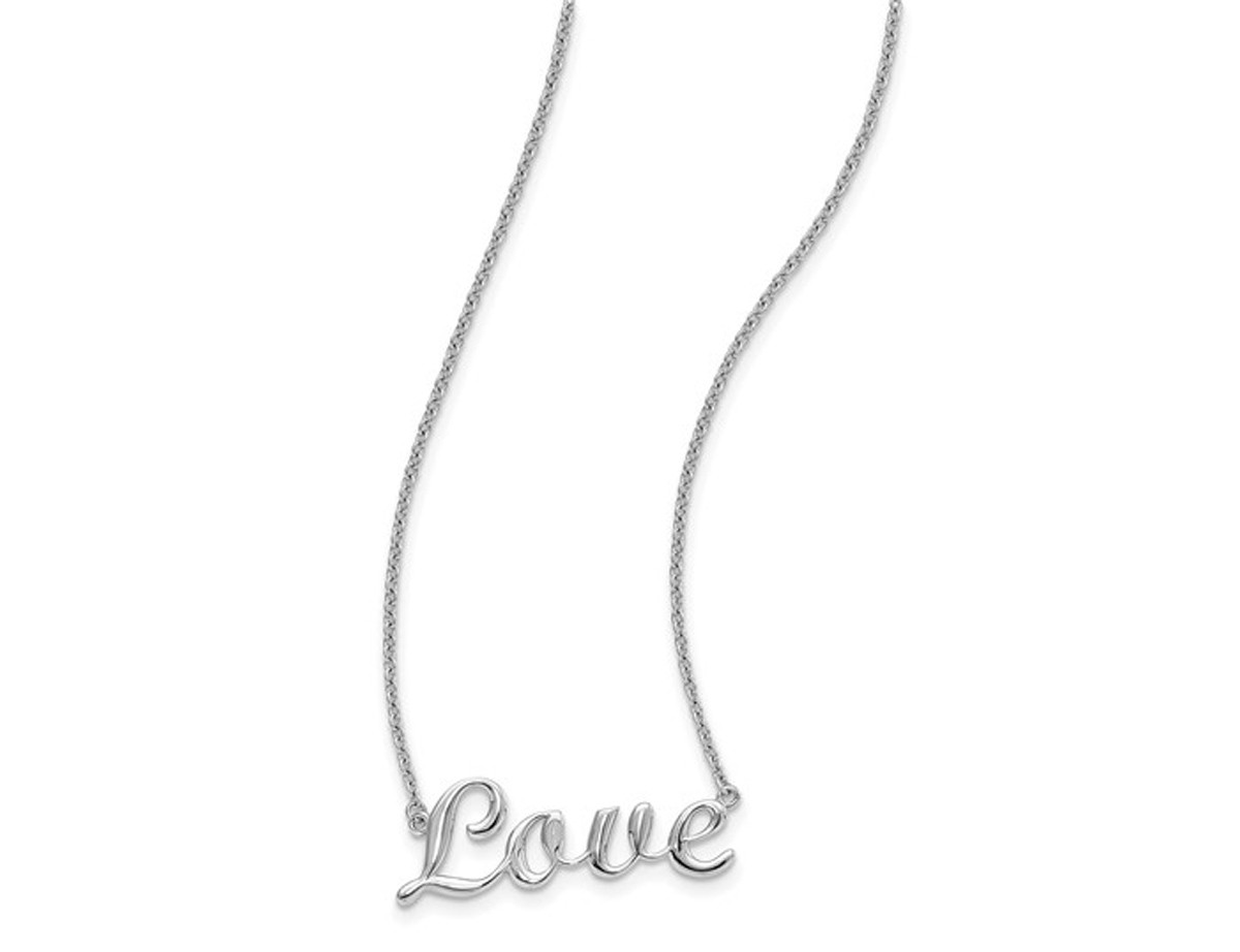 Stainless Steel LOVE Charm Necklace with 16 Inch Chain