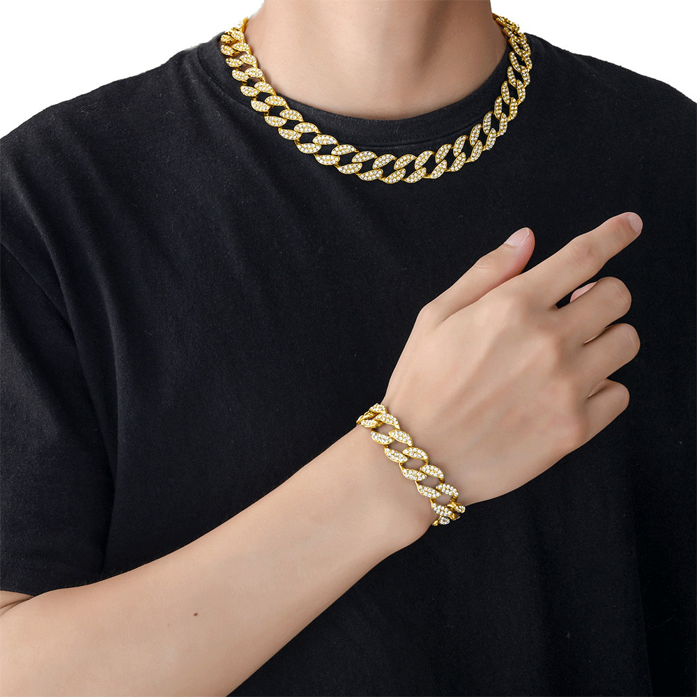 15mm Miami Iced Out Pave Cuban Link Chain Gold & Silver Necklace Bling Jewelry