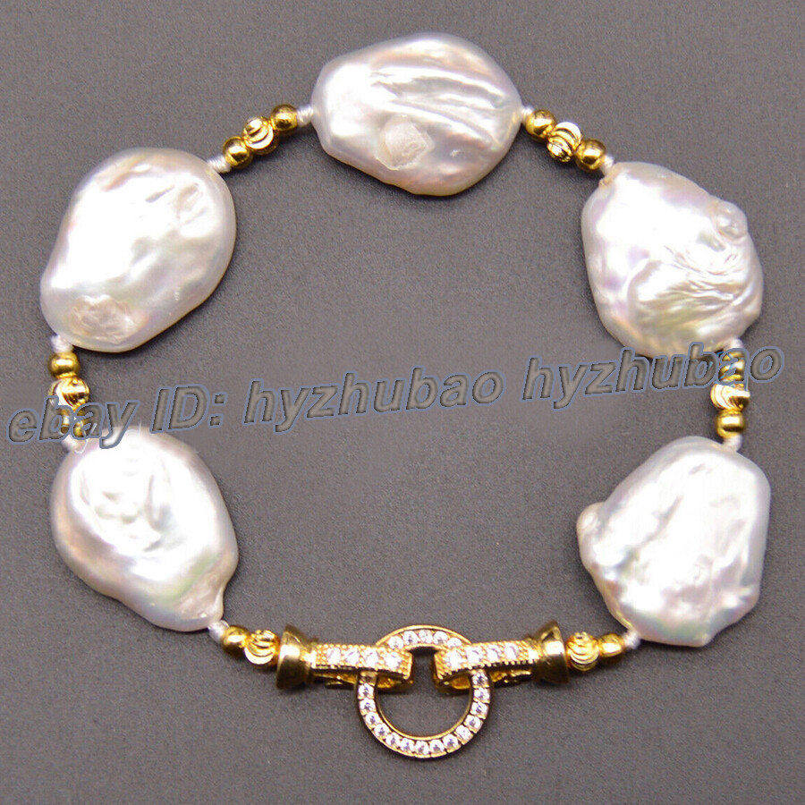 Huge 18-22mm South Sea White Flat Baroque Keshi Pearl Necklace Bracelet Earrings