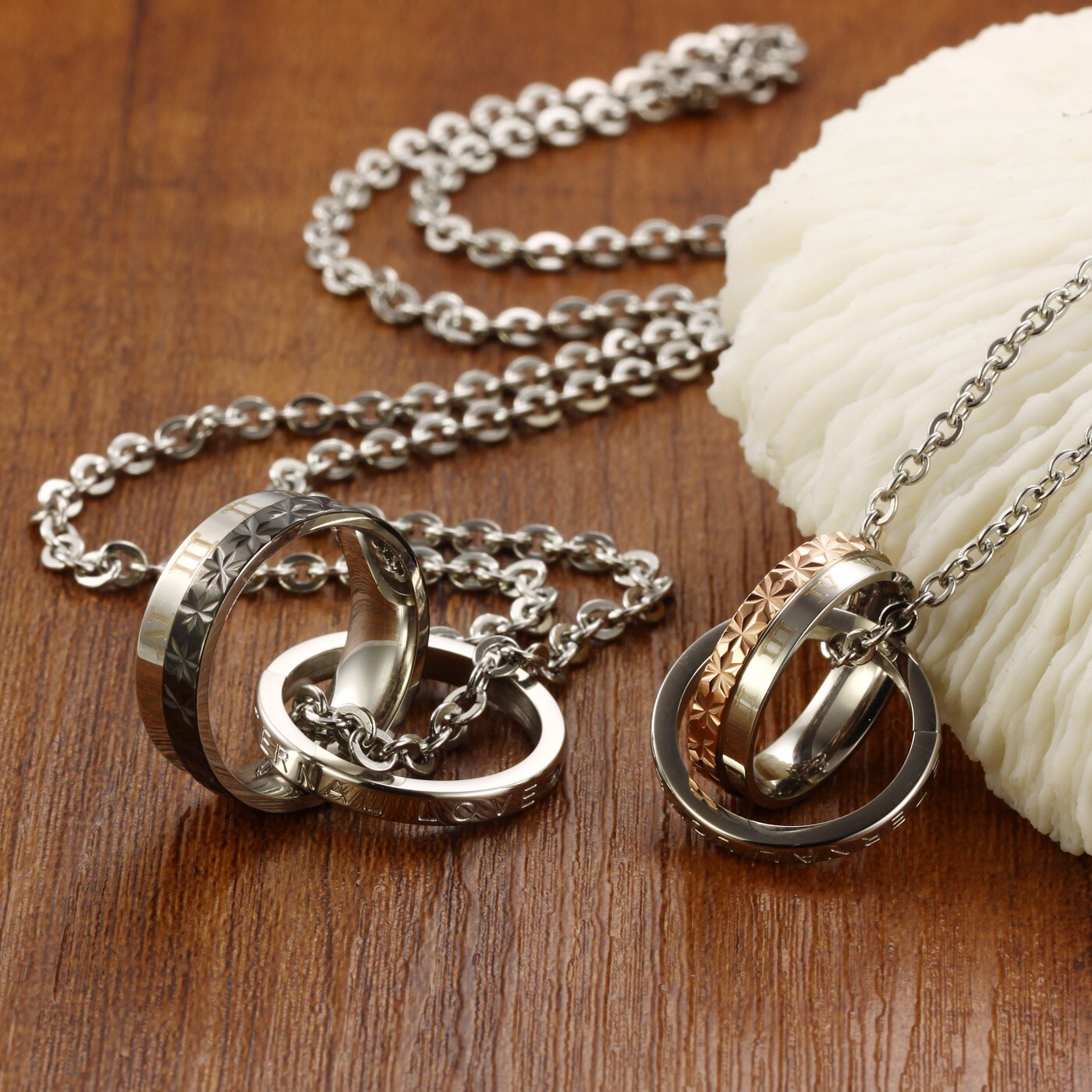 n456 Couple Stainless Steel Pendant Necklace Fashion Bling for Boy girls Lover