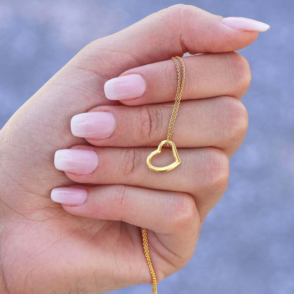 18K Yellow Gold Delicate Heart Necklace with LED Lighted Gift Box