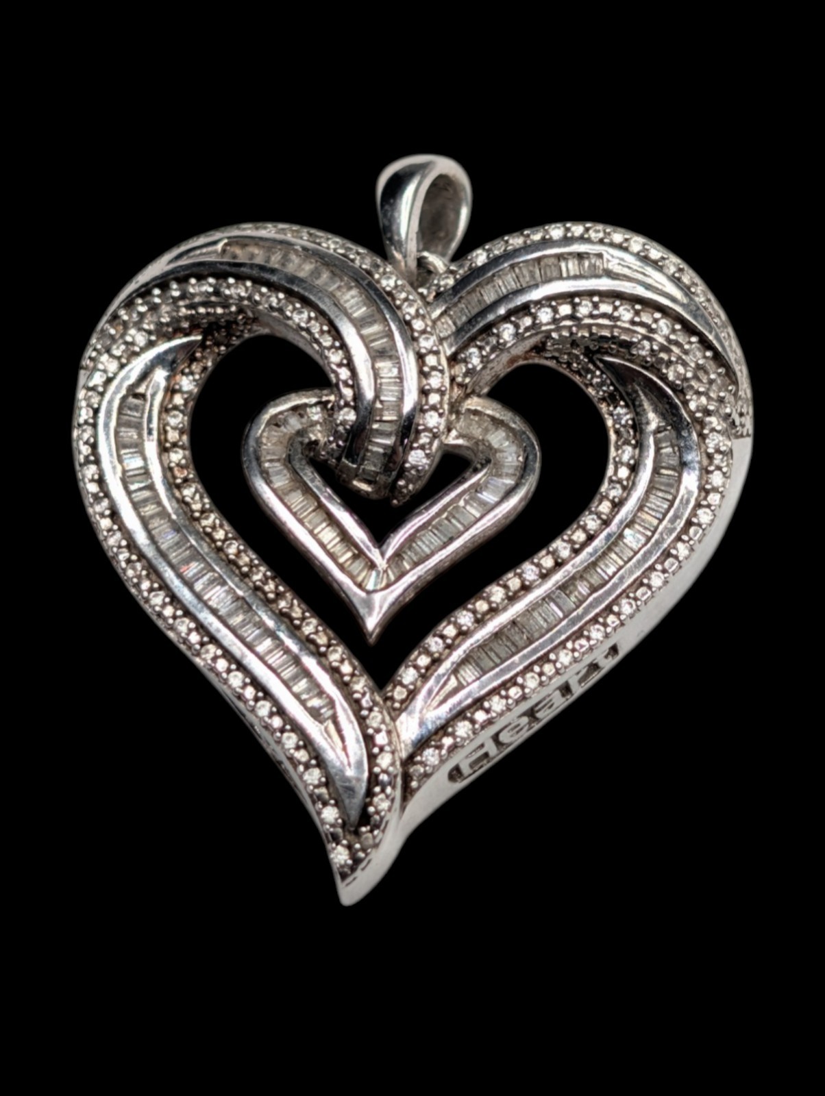 Sterling Silver 925 Rhodium Plated CZ Love Your Heart Pendant Great Mom Gift