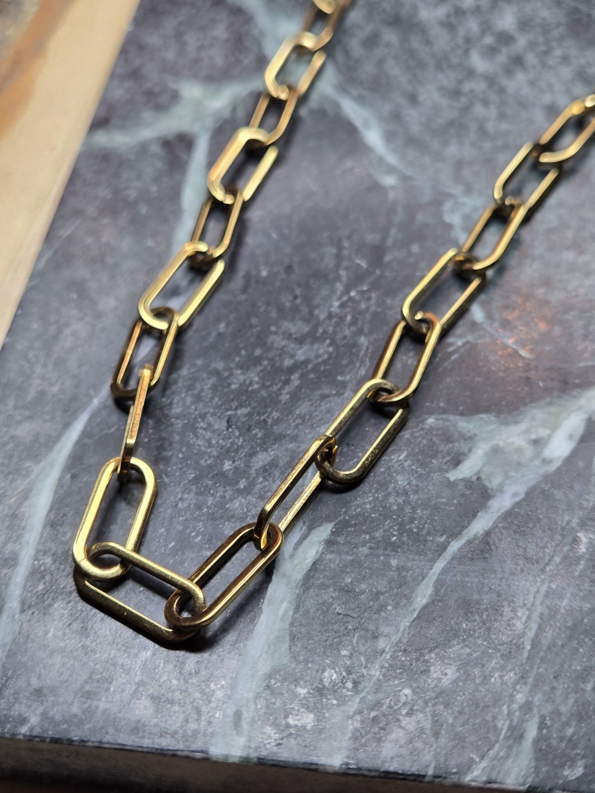 18k PVD Paperclip Necklace 6.5mm – 18in + 2in Extender