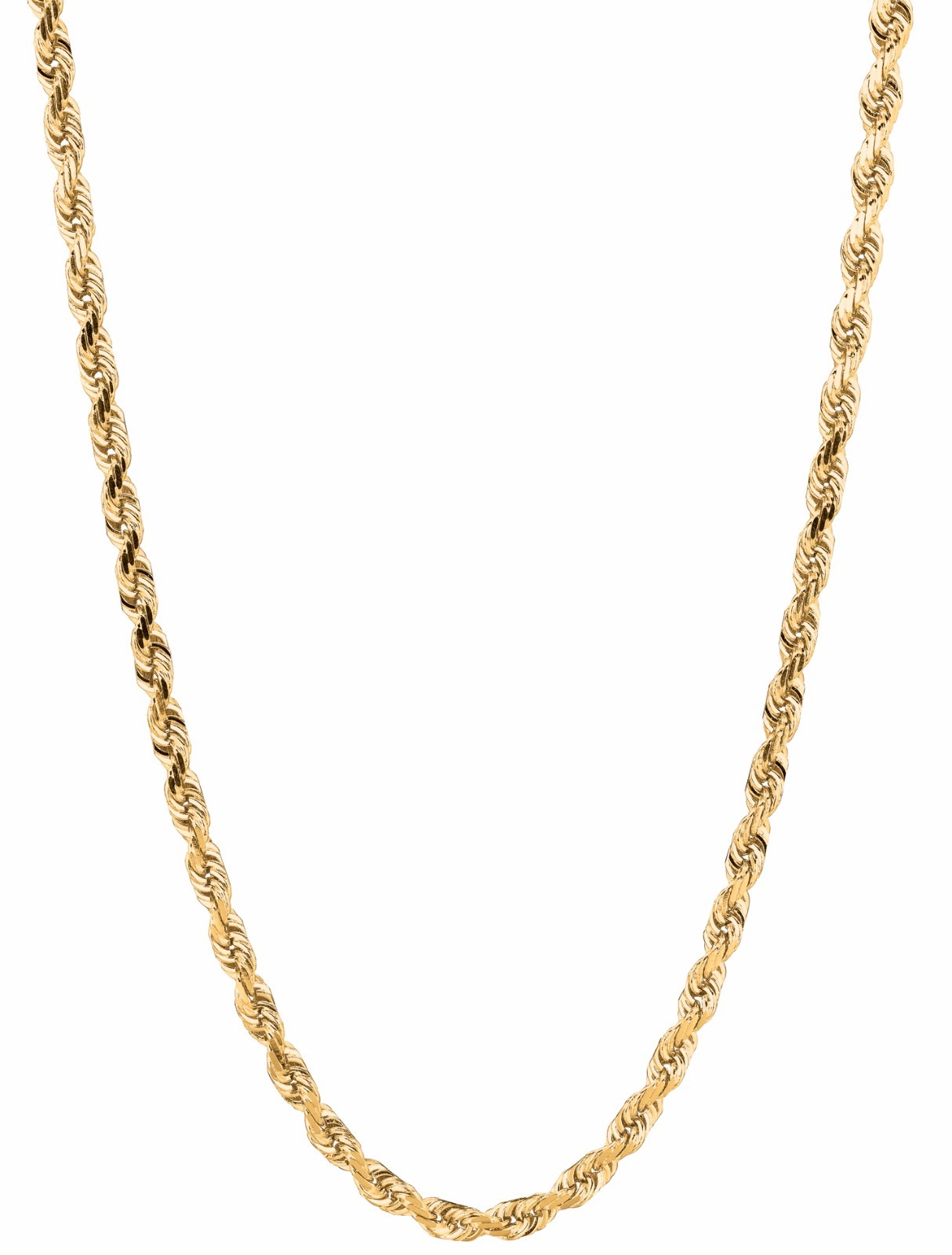 10k Yellow Gold 22″ Solid Diamond Cut Rope Chain Necklace 4 mm 19 Grams