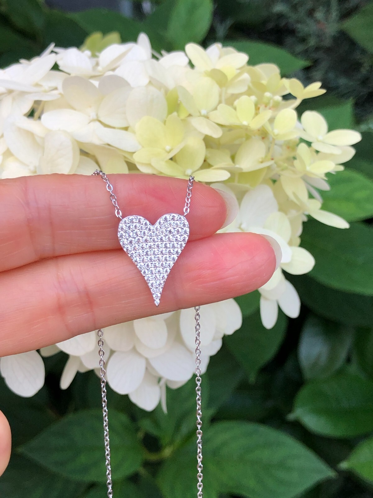 Cz Heart Pendant Necklace 925 Sterling Silver Pave Cz Heart Love Charm 19mm0.75″