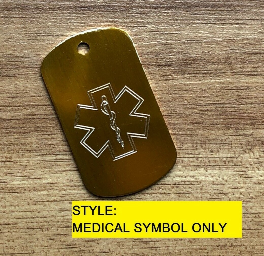 CUSTOM ENGRAVED MEDICAL ALERT ID INFO DOG TAG NECKLACE DIABETIC ALLERGIES ICE