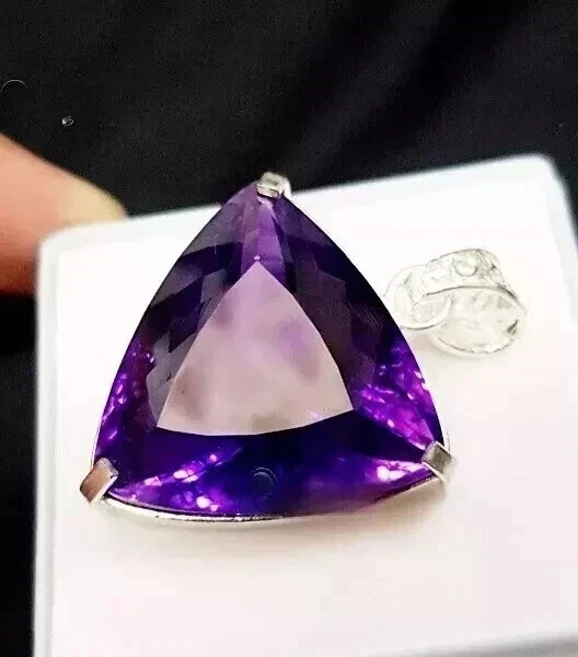 50 Ct+ Natural Purple Amethyst Pendant Solid 925 Sterling Silver Plated Jewelry