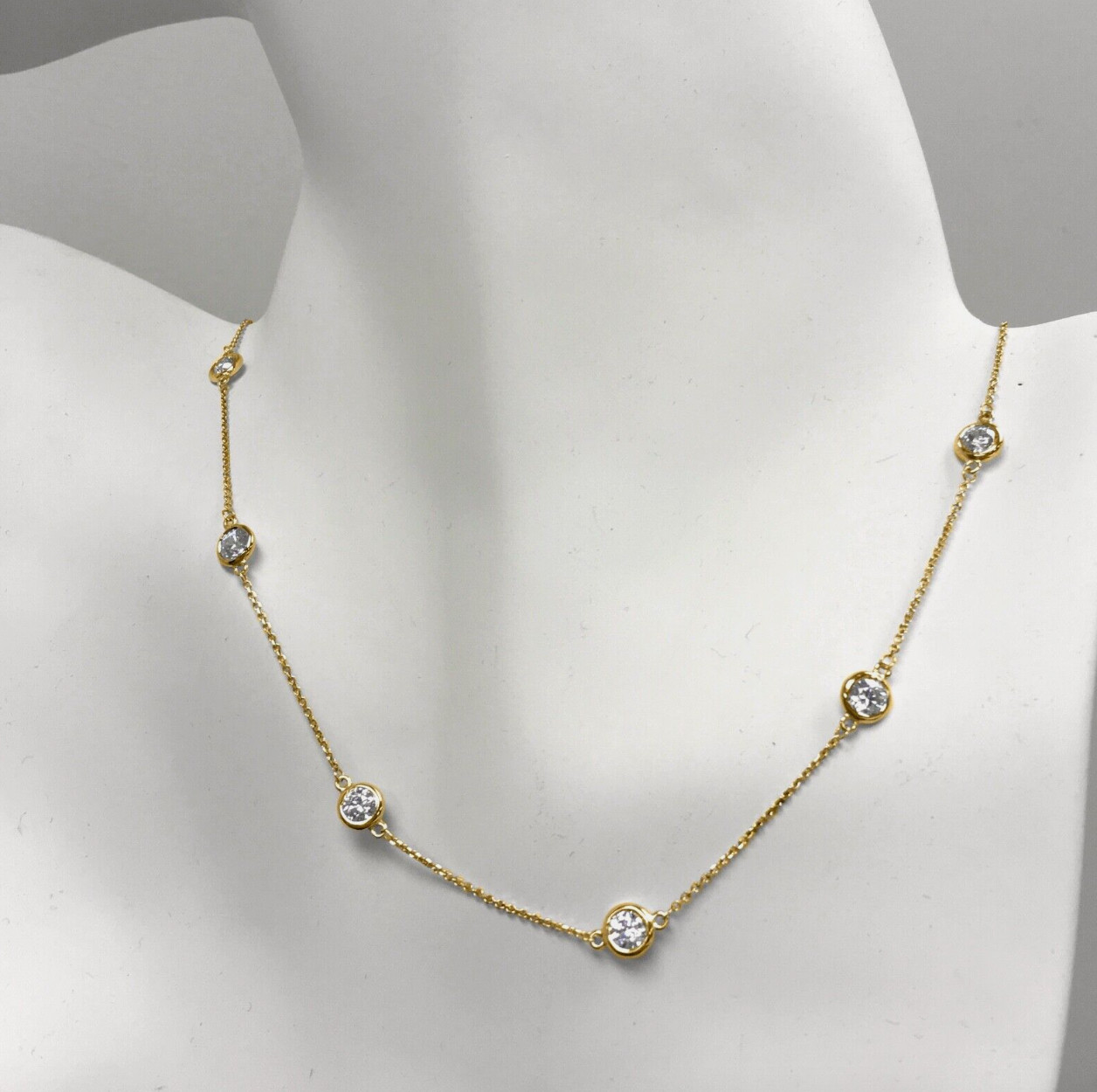 2.50 TCW Diamond By The Inch 10 Station 100% Pure Necklace 14k Yellow Gold