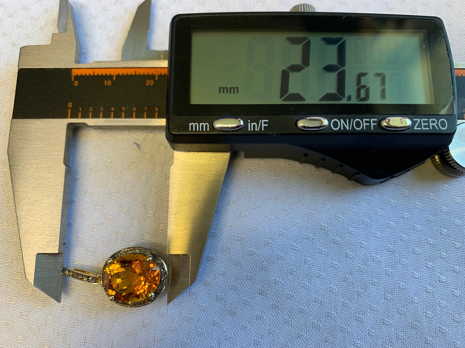 10K Yellow Gold Pendant 2.33g Fine Jewelry Citrine Color & Clear Charm *READ*
