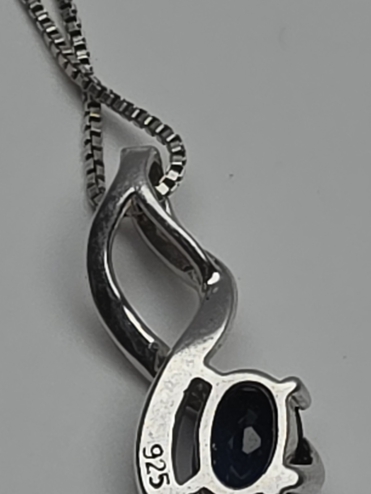 Kay Jeweler Lab Created Blue Sapphire Diamond 18″ Sterling Silver Necklace