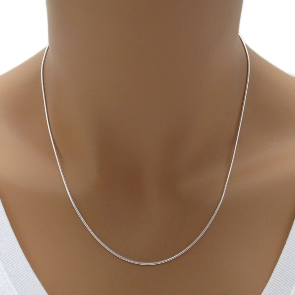 925 Sterling Silver Round Snake Chain Necklace 1mm (025 gauge)