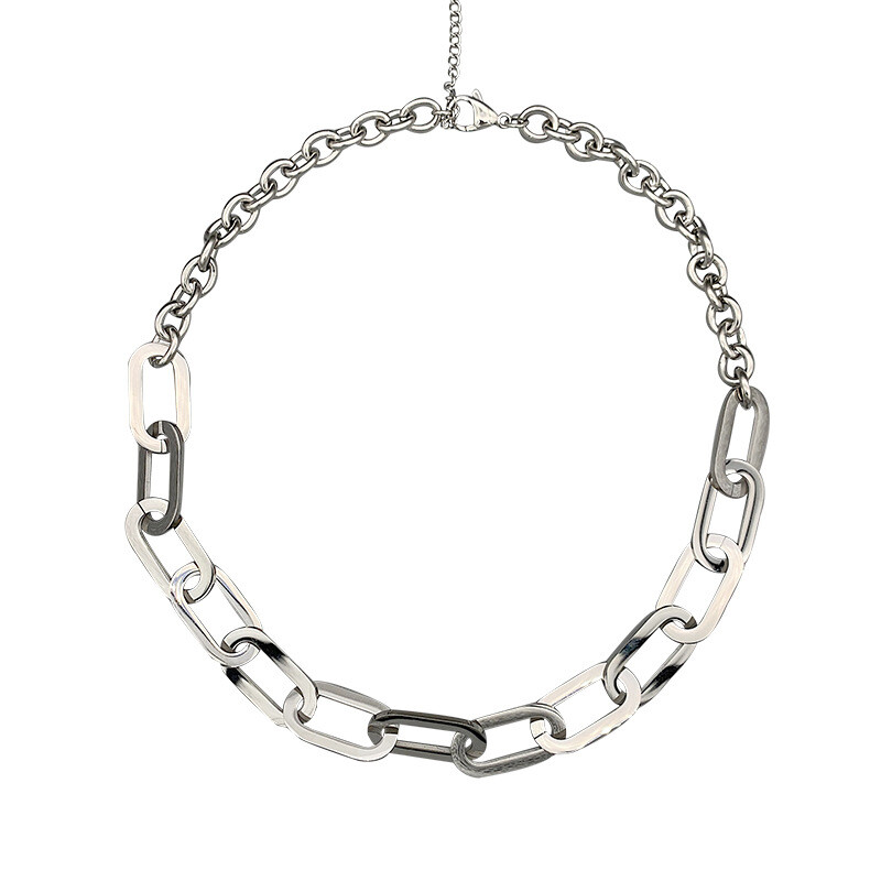 Woman 18K Gold Plated Stainless Steel Thick Rolo Chain Necklace Link Chain
