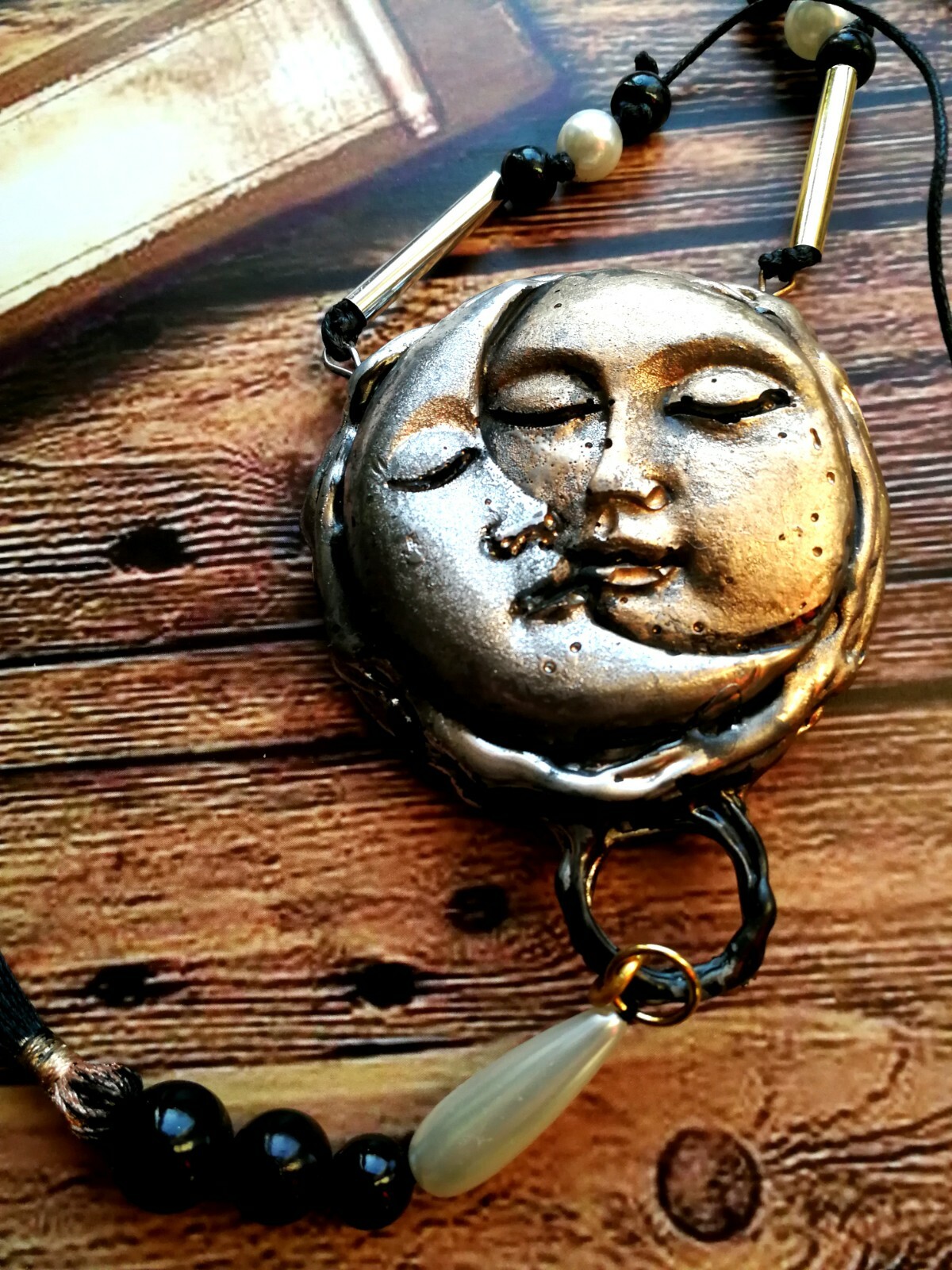 Celestial Pendant Good Luck Amulet Horoscope Zodiac Moon Sun Star Lucky Talisman