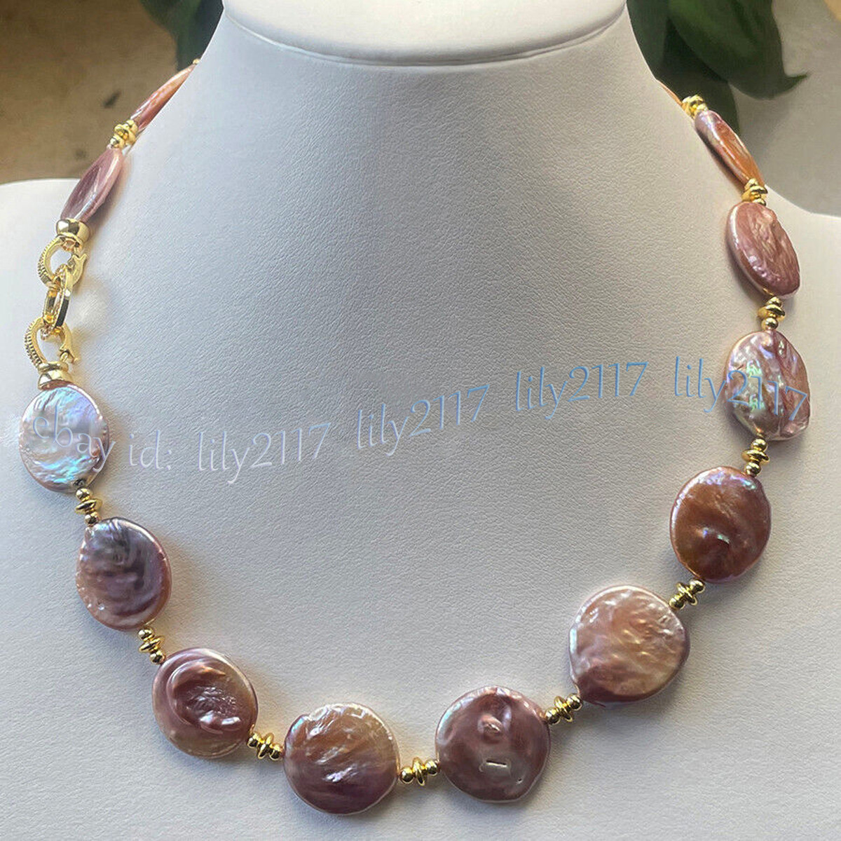 Huge 18-20mm Natural Multicolor Freshwater Flat Coin Pearl Necklace Earrings Set