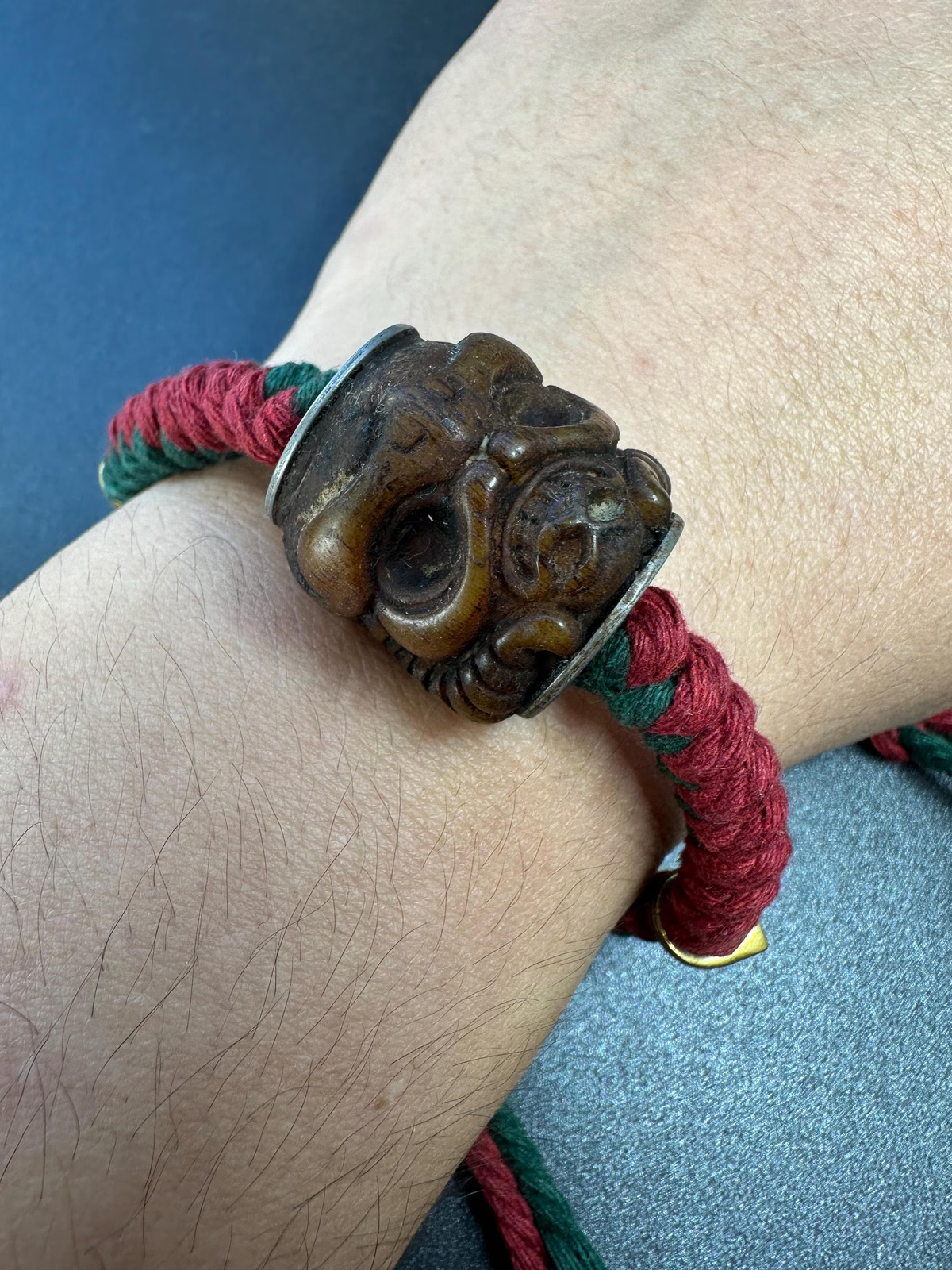 Nepal Tibet Yak Bone Garuda & Citipati Skull Bracelet HandBraided Buddhist Prot