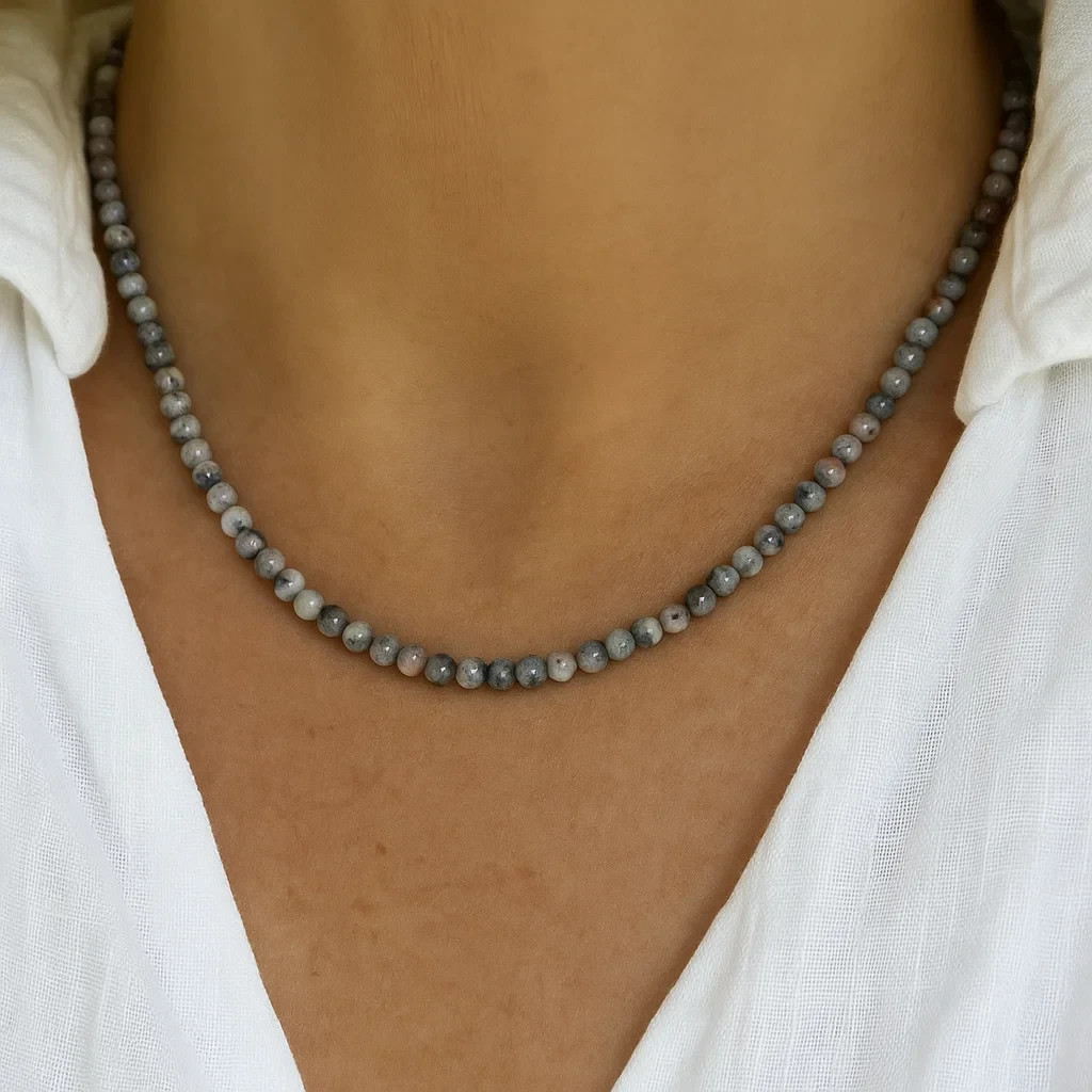 Natural Yooperlite Beaded Necklace 4mm UV Reactive Glow Healing Gift for Women