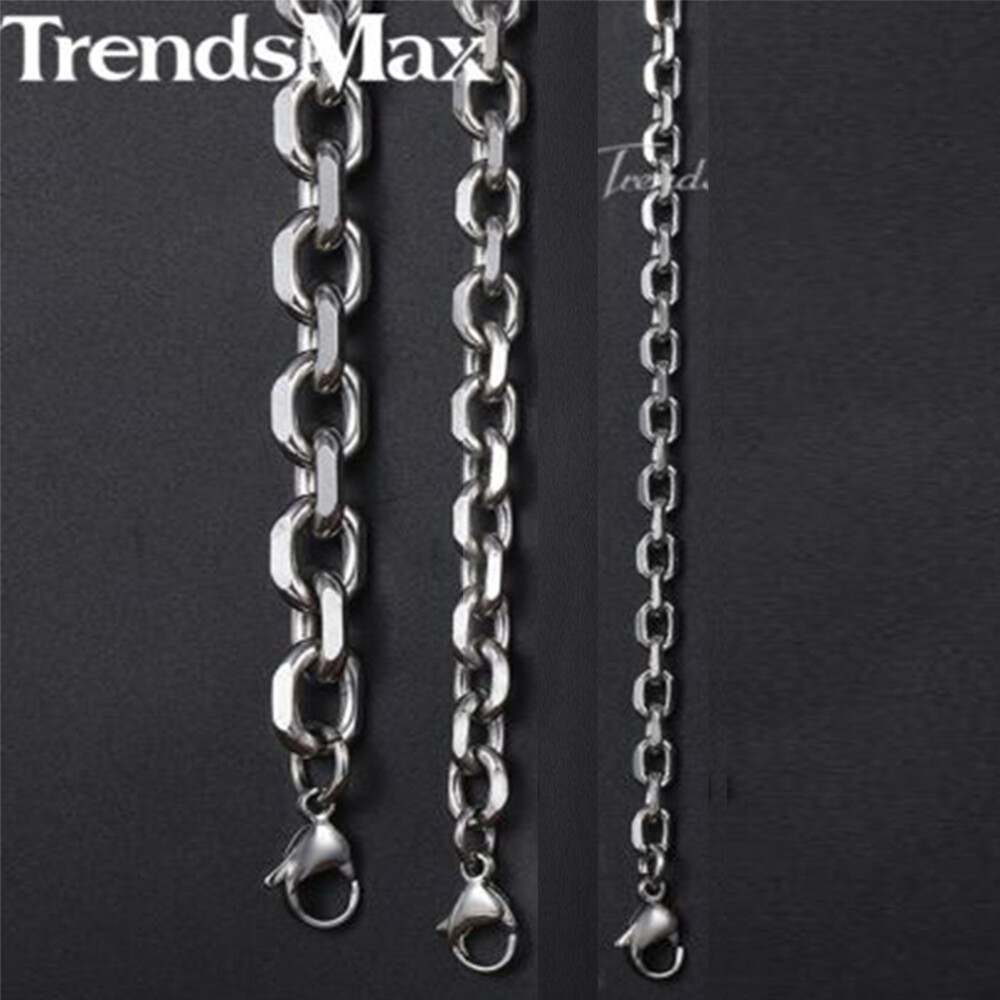 3/6/9mm Mens Chain Silver Stainless Steel Cable Link Necklace 18/20/22/24 inches