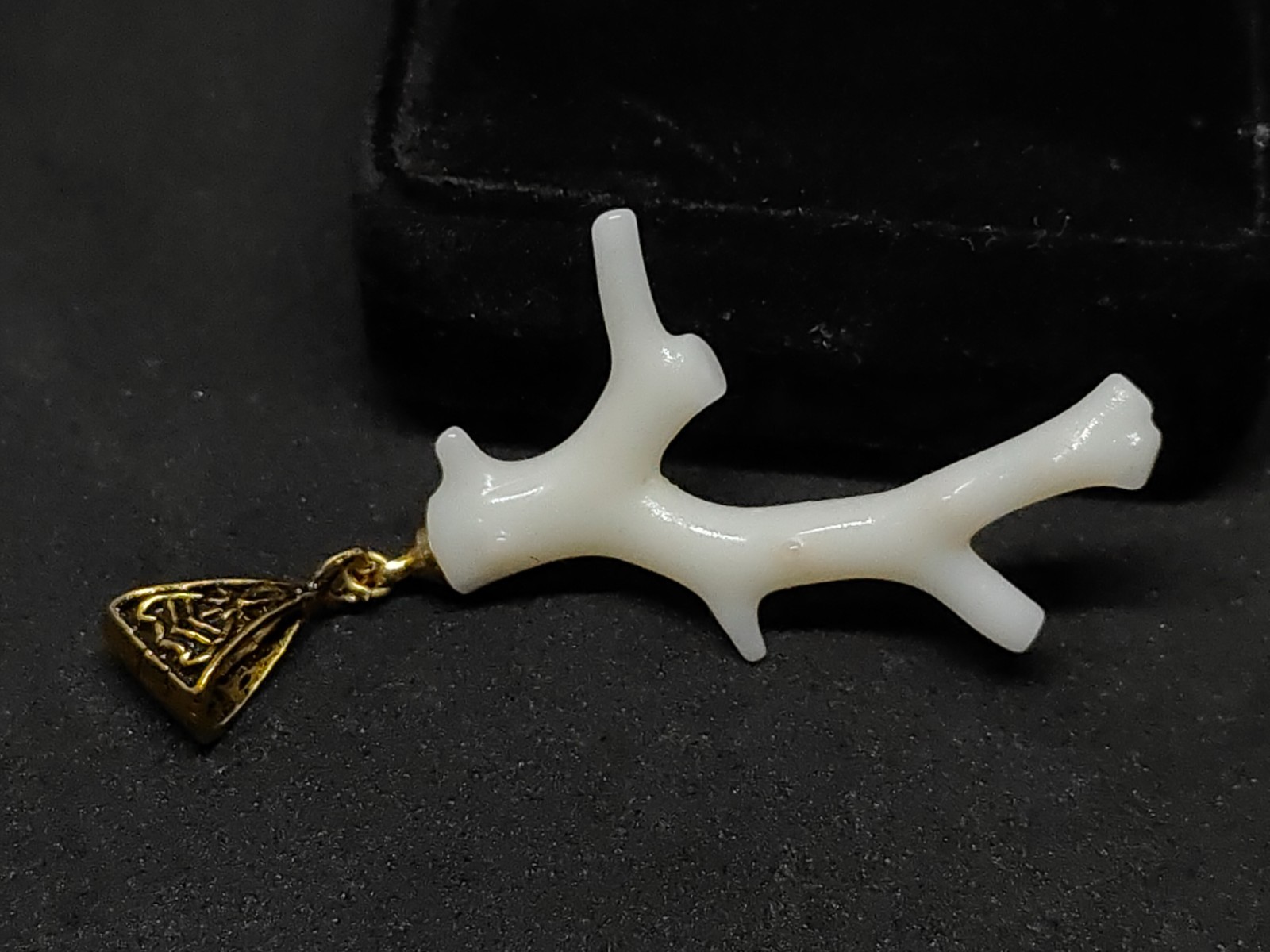 white coral branch pandant -Natural Stone Gold Brass Handmade Jewelry Making