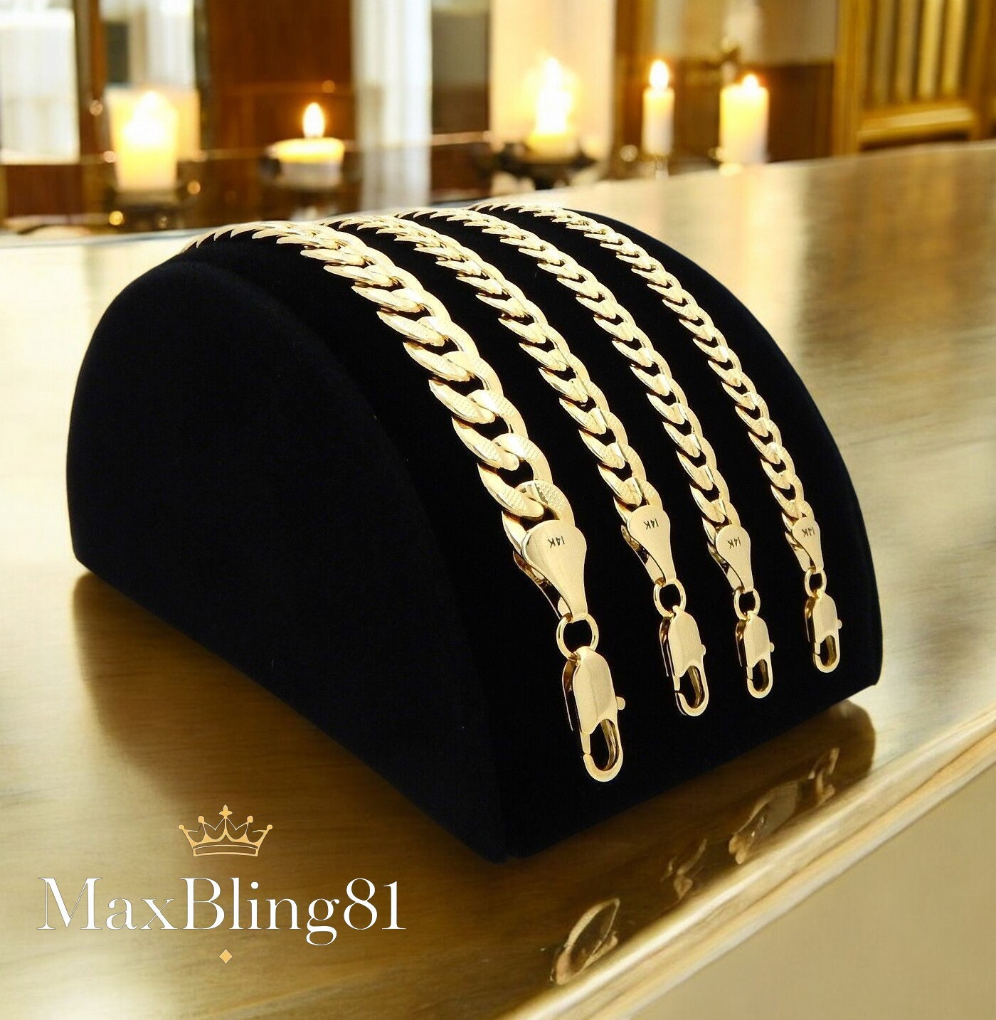 AAA+ High-End Premium 14K Stamped Gold plated 4~10mm Brass Cuban Chain Necklace