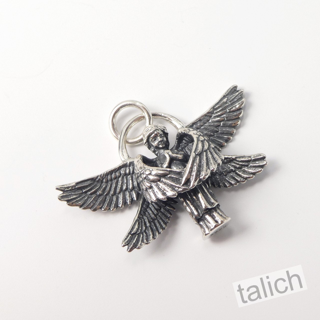 925 Sterling Silver Six Winged Praying Guardian Angel Pendant Protection Amulet