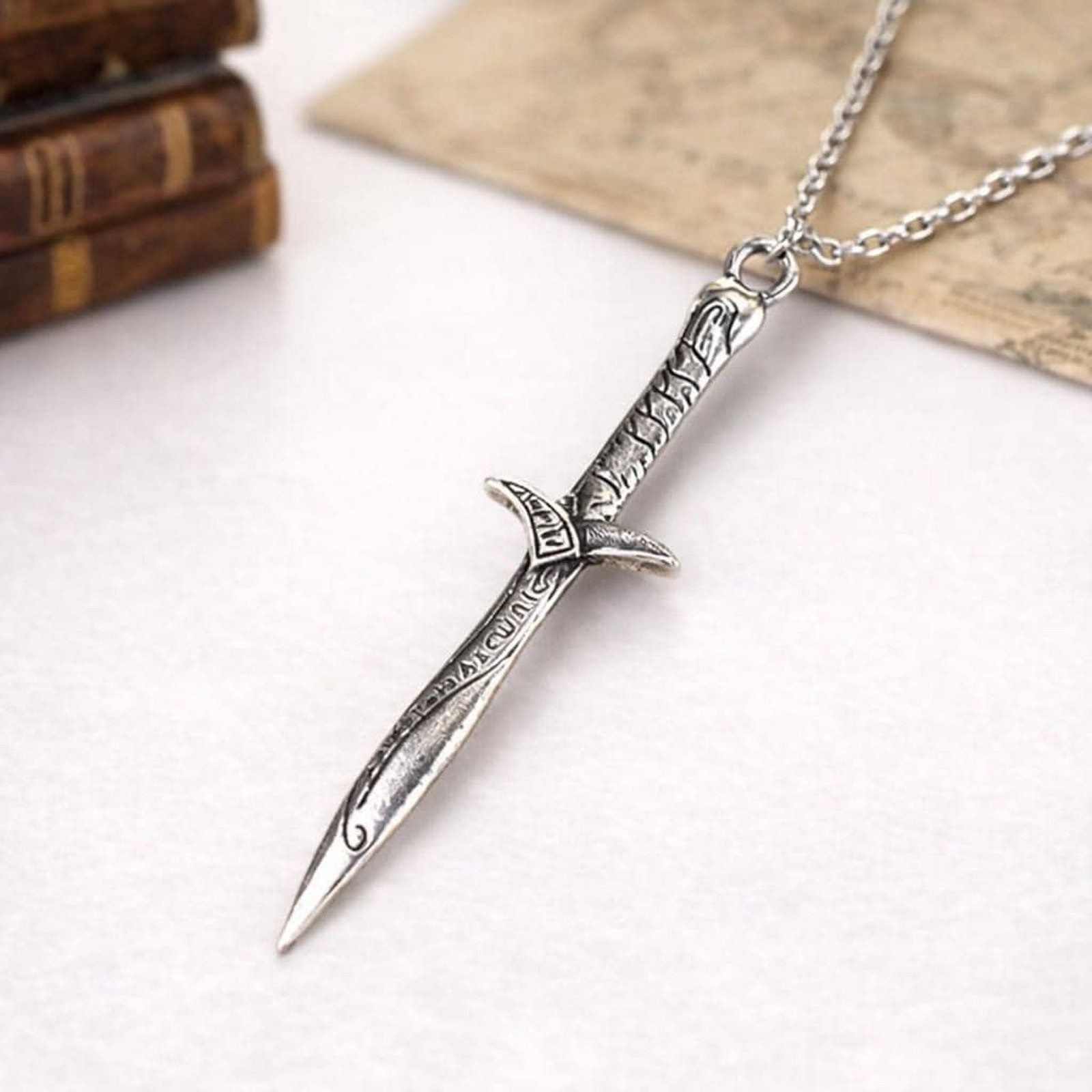 Evenstar Sword Pendant Necklace Lord of the Rings Inspired Fantasy Jewelry