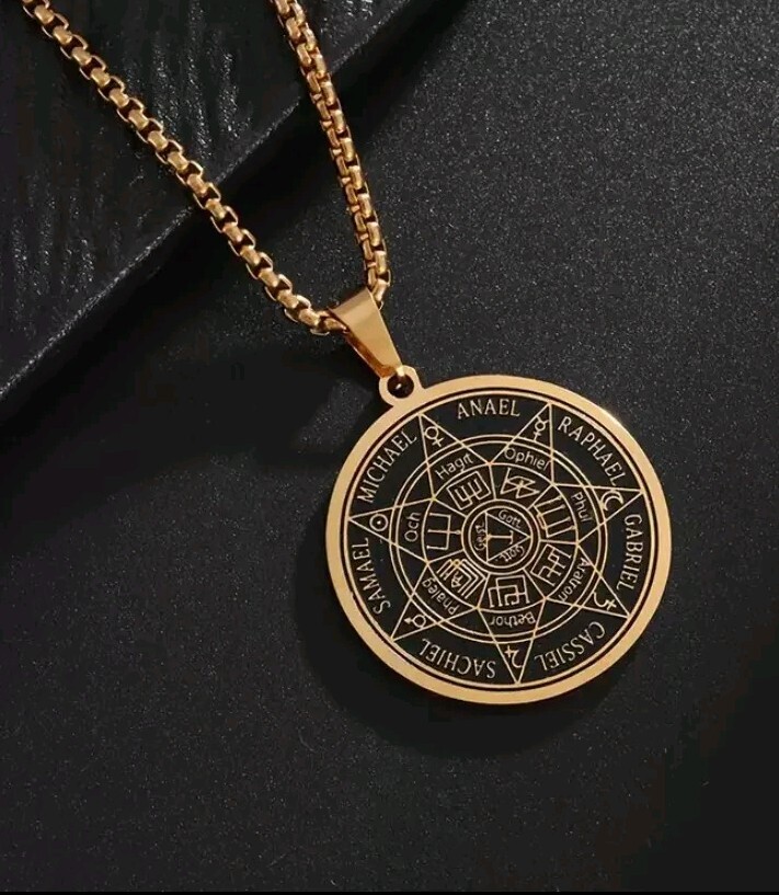Cadena Acero Inoxidable Medalla Amuleto Protector Con Los Site Arcángeles