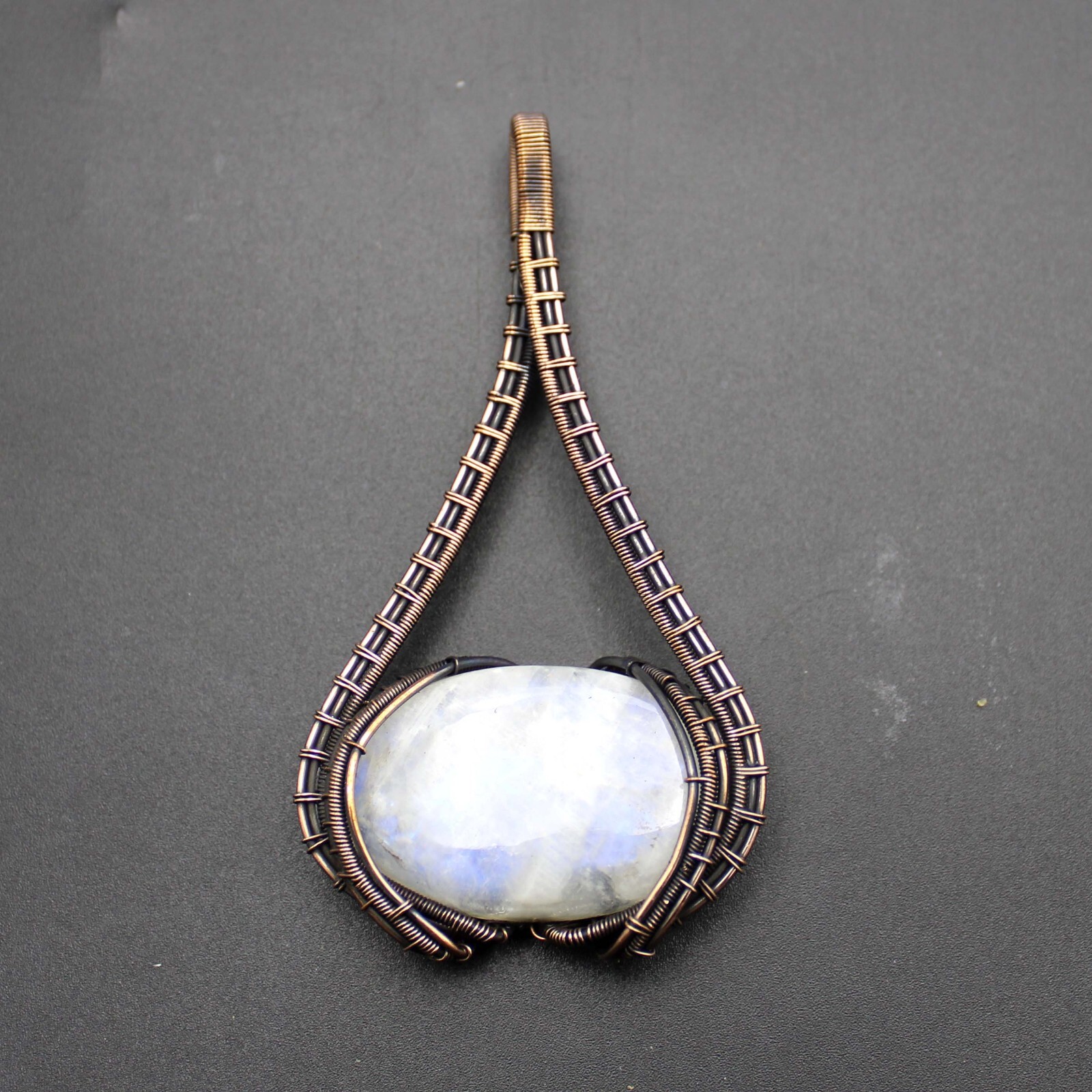 Womens Day Gift Moonstone Wire Wrapped Pendant Gemstone Copper Wire Jewelry