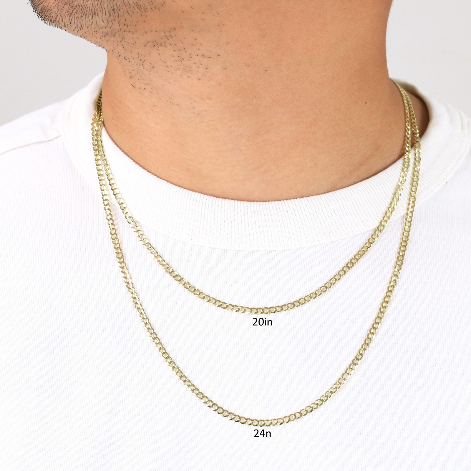 10K Solid Yellow Gold 3mm Cuban Curb Chain Link Necklace Mens Womens 16″- 30″