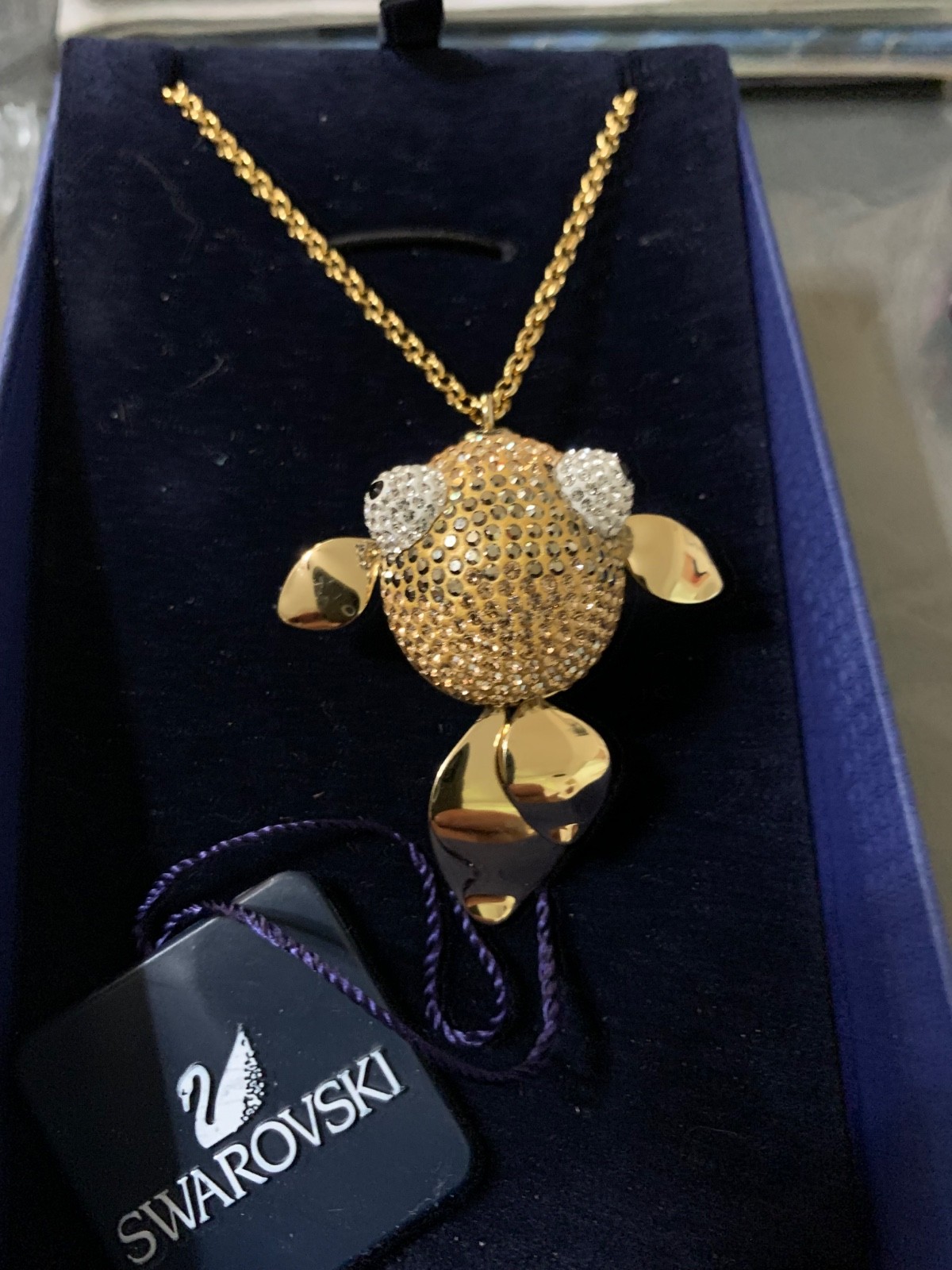 Swarovski Lychee-Goldfish Pendant Long/Large 3D Moving Tail Fins Crystal 1110471
