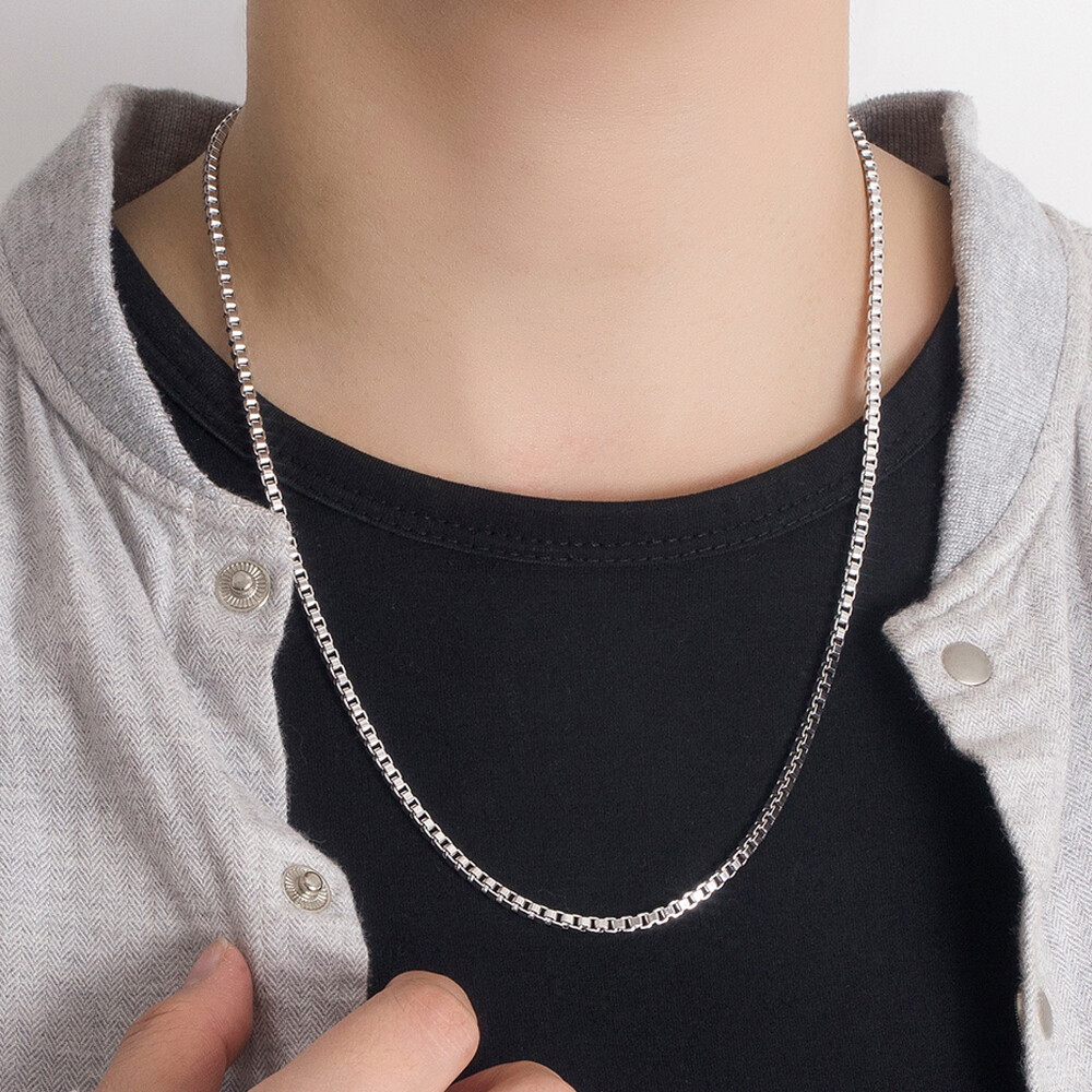 3mm Box Chain Italy 925 Sterling Silver Necklace Curb Chain 16″-30″ Men & Women