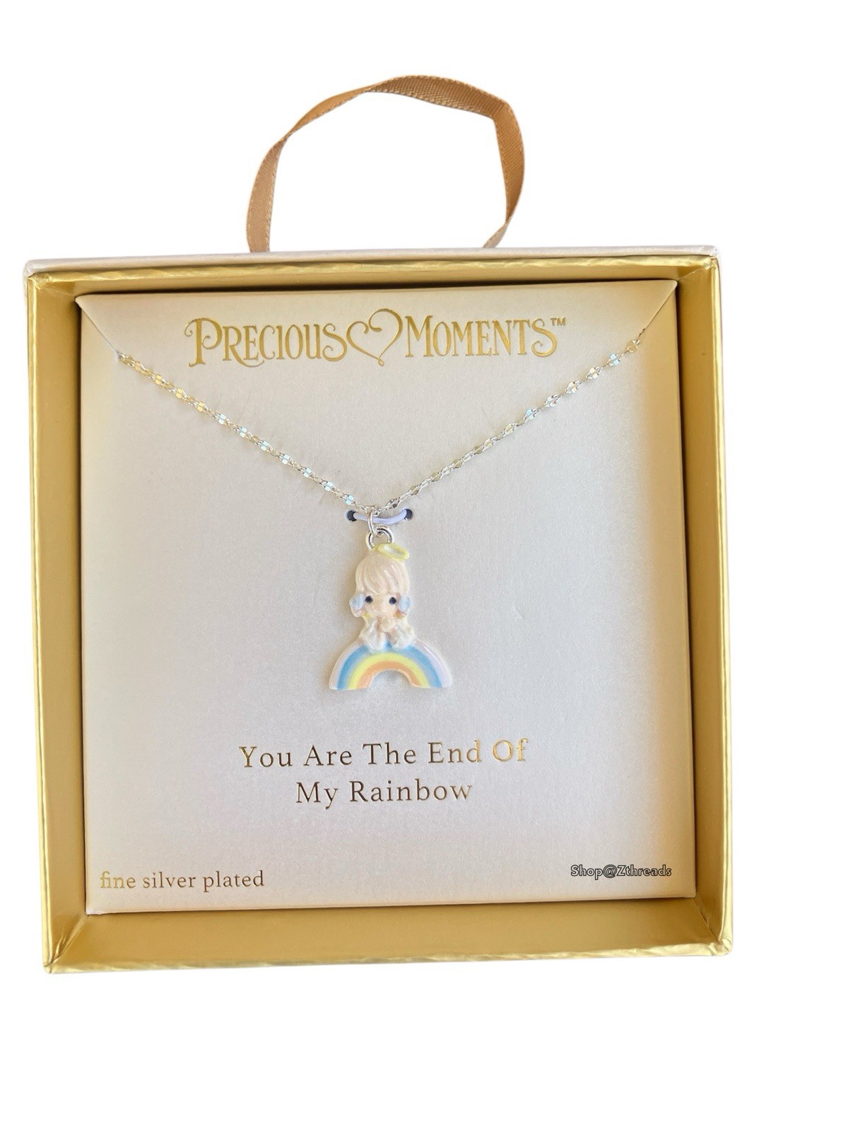 Precious Moments Fine Silver Plated Angel Rainbow Pendant Necklace