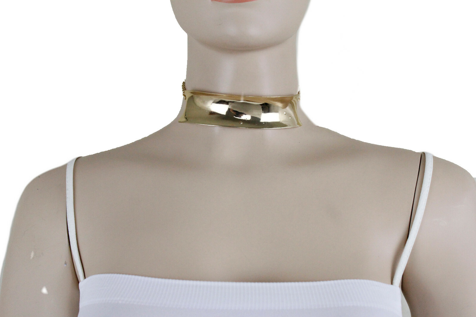 Cocktail Women Fashion Jewelry Gold Metal Plate Short Choker Necklace Party Look