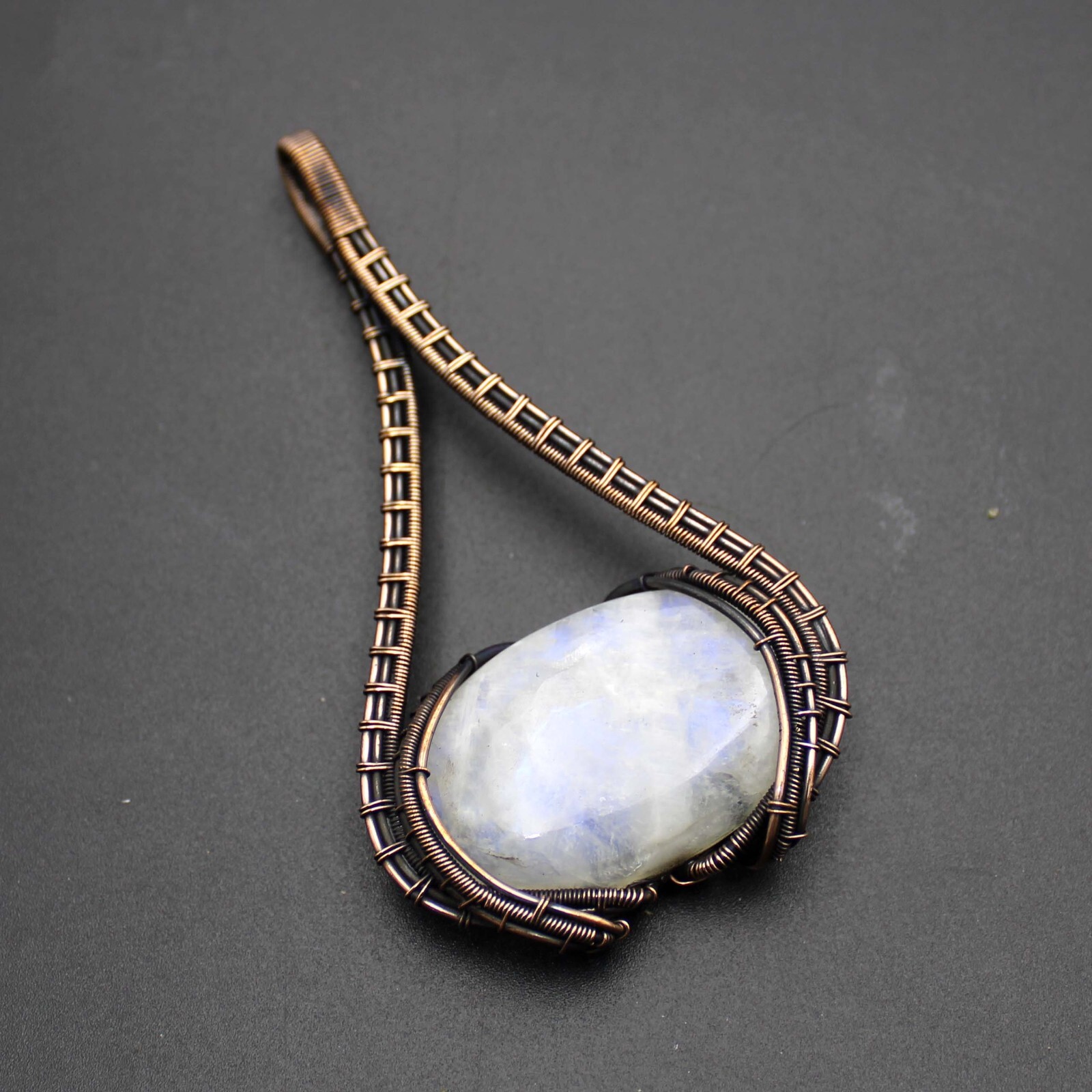 Womens Day Gift Moonstone Wire Wrapped Pendant Gemstone Copper Wire Jewelry