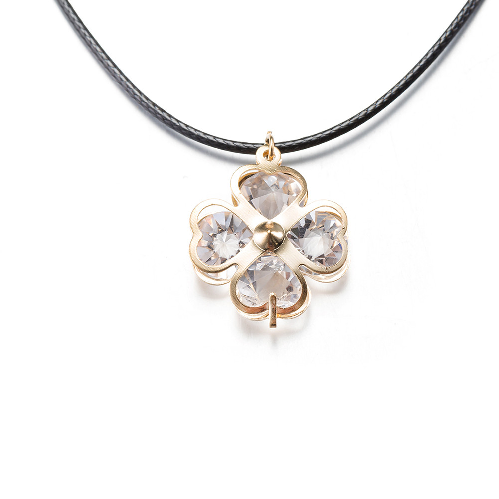 Elegant 18k Yellow Gold Plated Glass Flora Penant Woman Gift Necklace N-A558