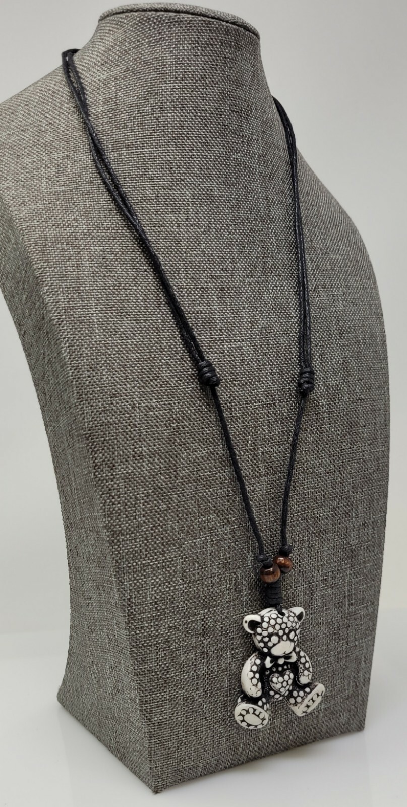 Teddy bear necklace white bear necklace adjustable necklace animal necklace