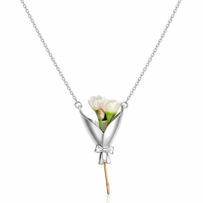 Flower Bouquet Necklace Flower Holder Necklace,Vase chain for insert real or …