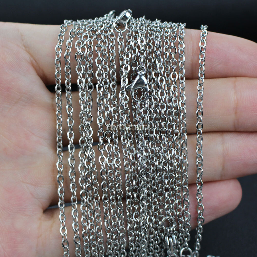 10/20/50pcs 1.6/2/2.4/3mm Stainless Steel Flat “O” Rolo Cable Chain Necklace