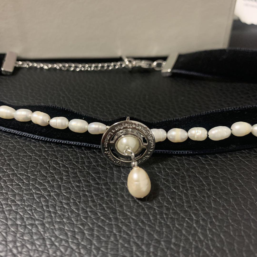 Vivienne Westwood Necklace ALEKSA Orb Logo Pearl Choker IN BOX [EJ366