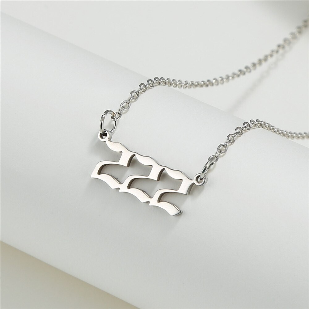 Silver 222 Angel Number Necklace, Jewelry Charms Minimalist Stainless Steel