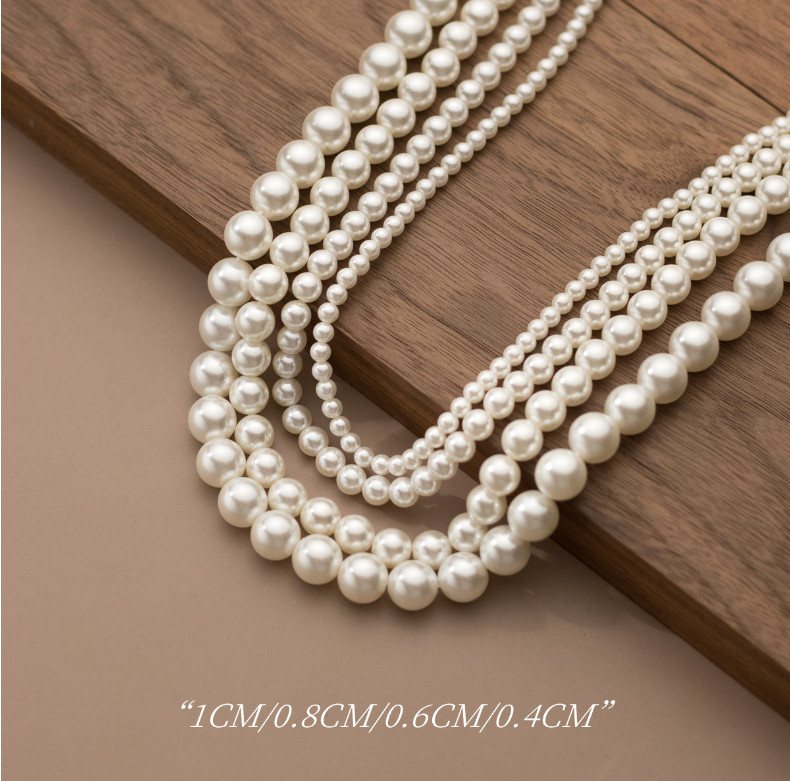 Bridal White Sea Shell Pearl Round Beads 18″ Choker Necklace Lobster Clasp S11