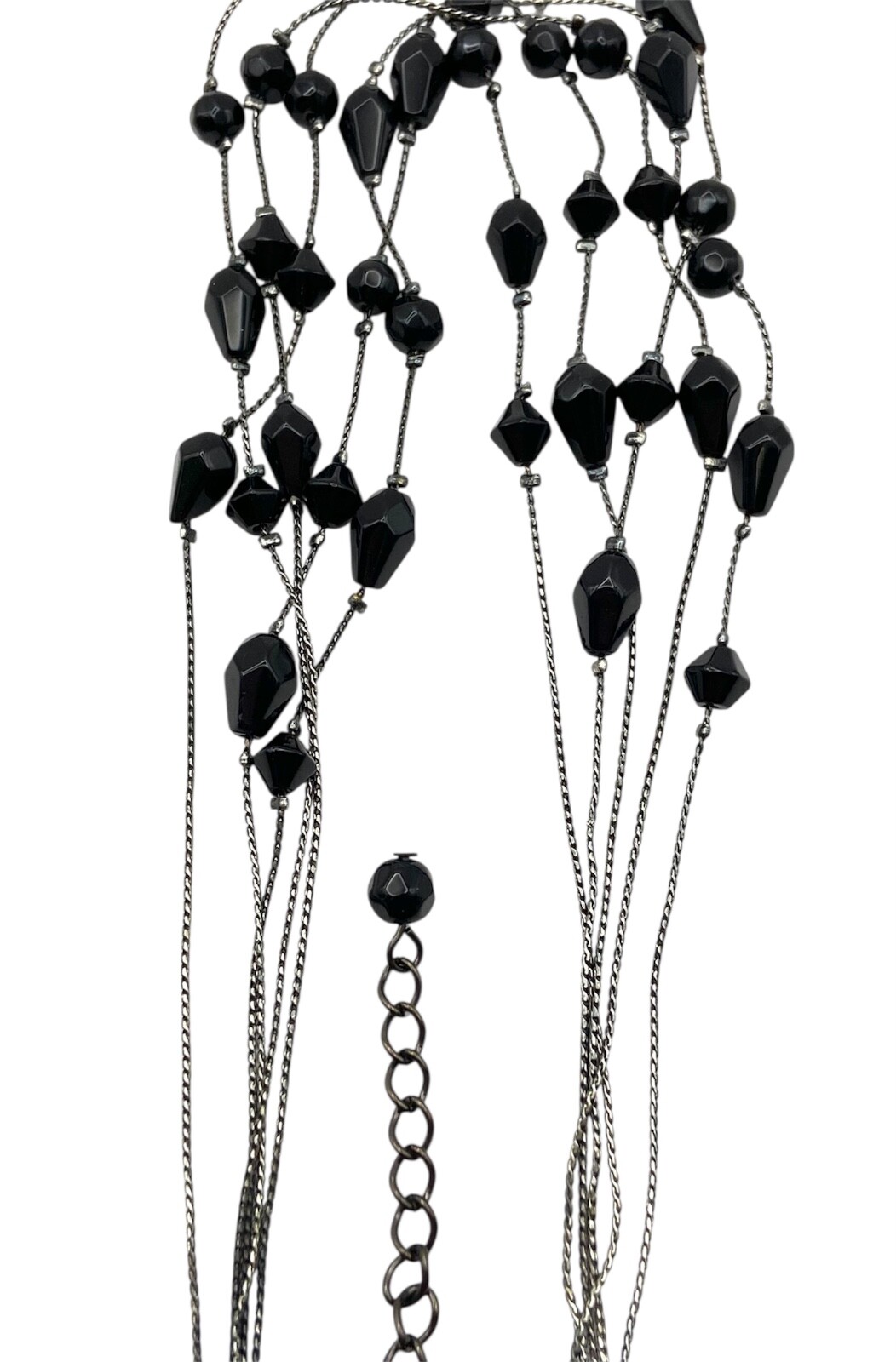 Gothic Black Glass Beads Layered Necklace Multistrand 18″ Gunmetal Gray 5 Strand
