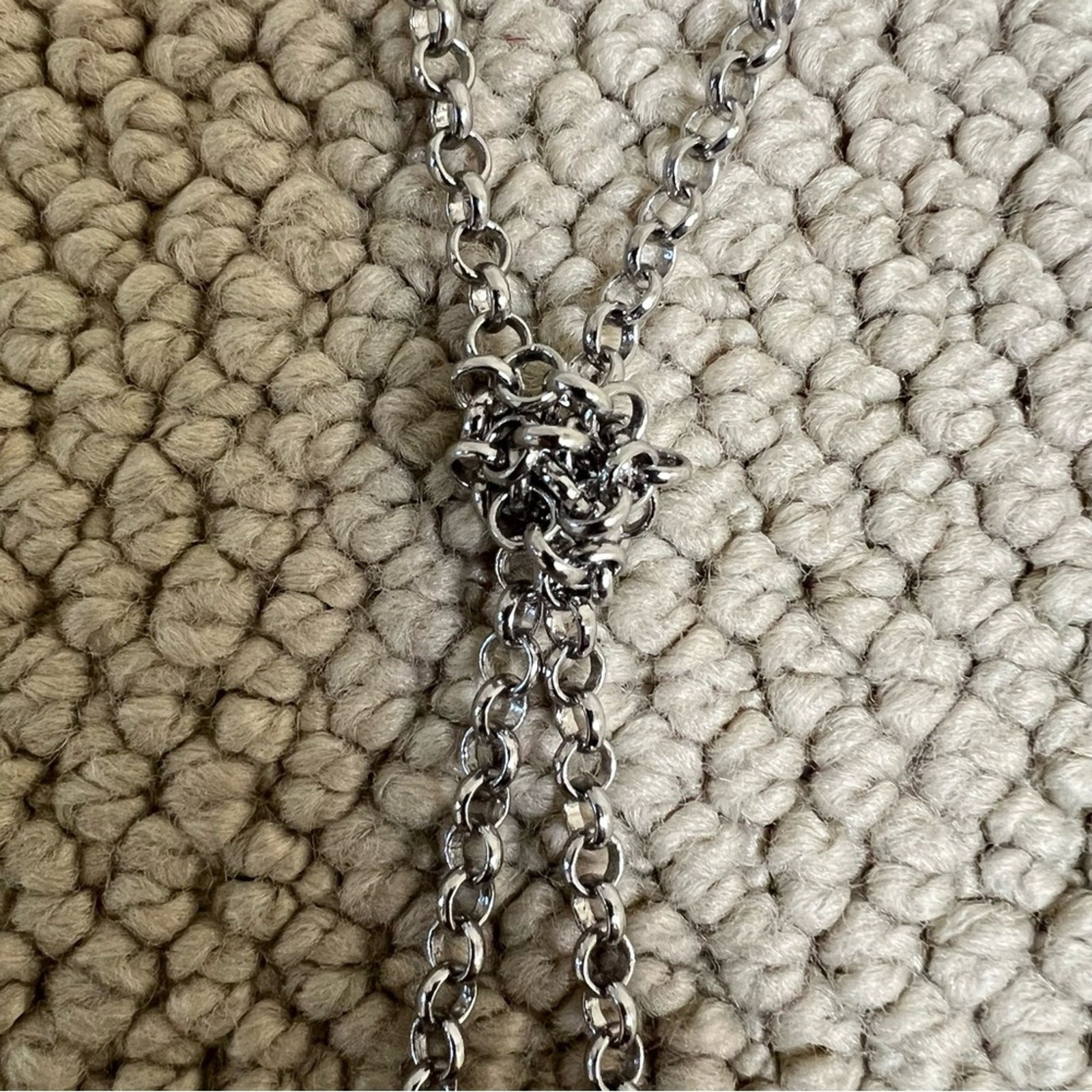 NWT BCBG Tassel Glam Necklace, Silver, One Size