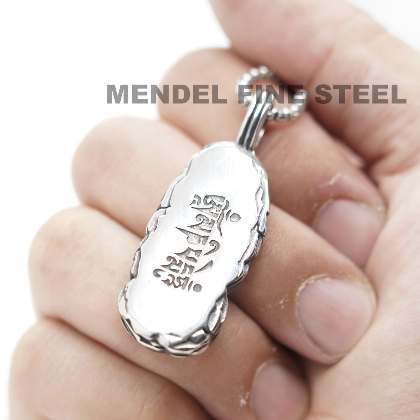 MENDEL Mens Tibetan Buddhist Protection Amulet Pendant Necklace Stainless Steel