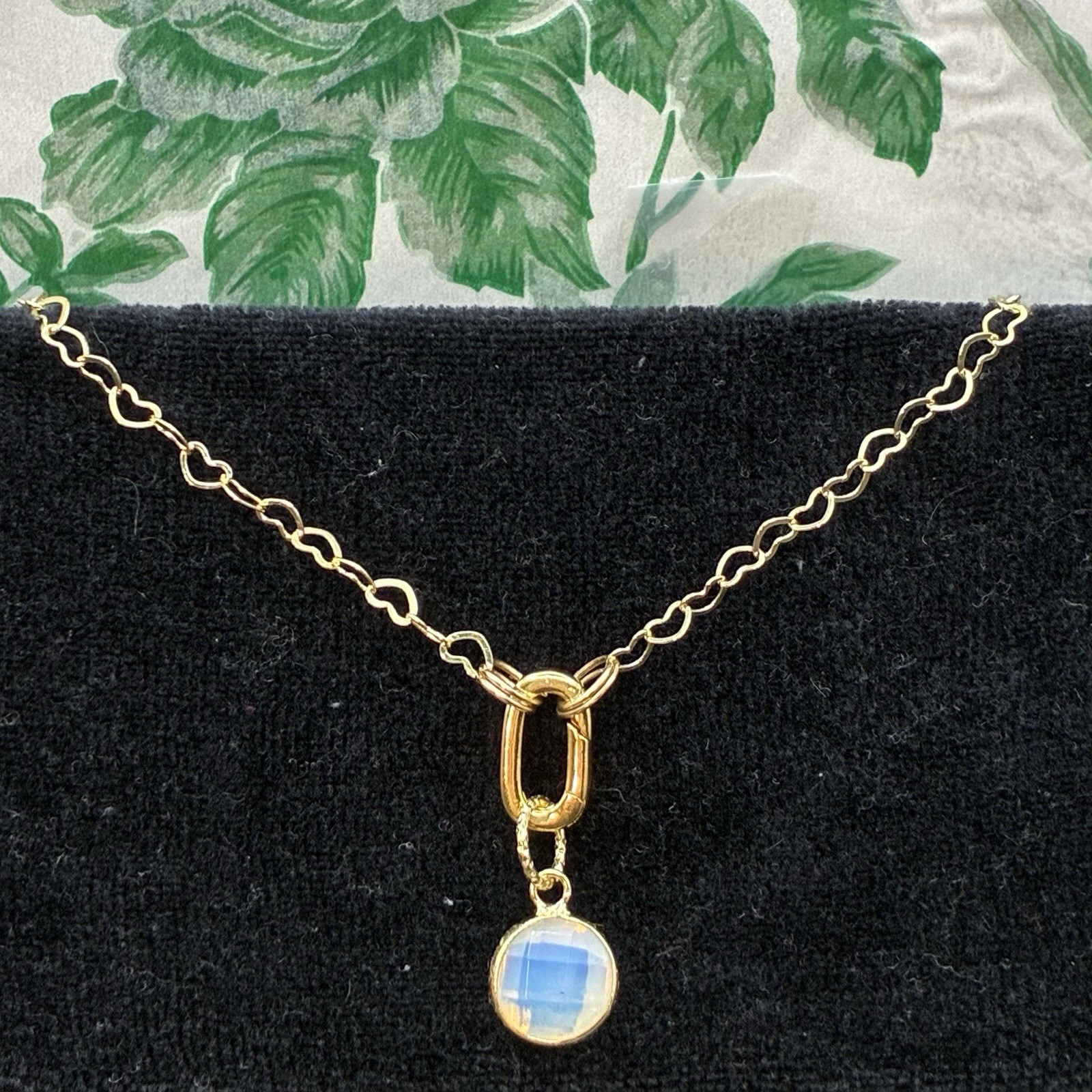 Sparkling 14k Gold Filled Heart Chain with Alluring GF Opalite Pendant Necklace