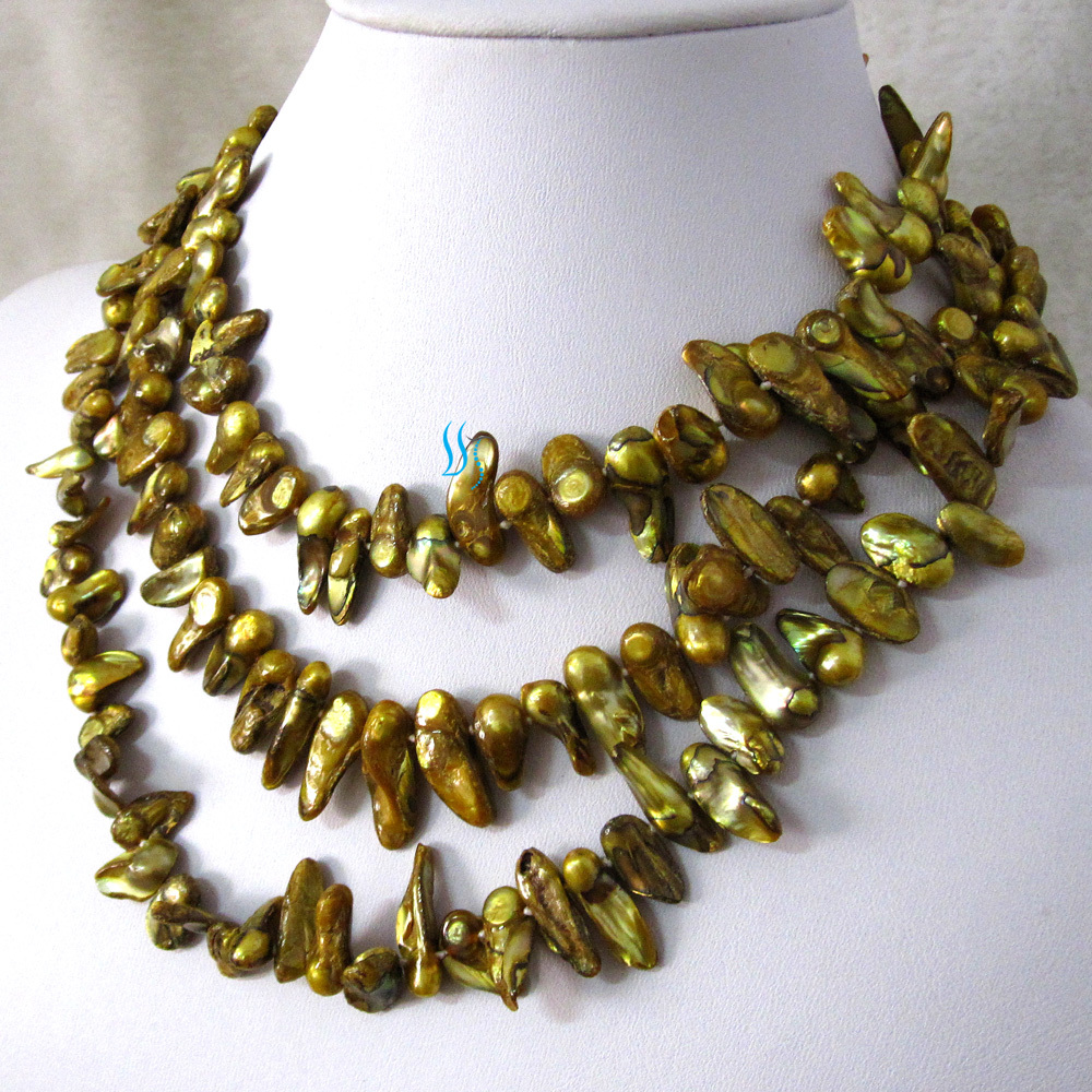 49″ 6-7mm Olive Baroque Mother of Freshwater Pearl Necklace