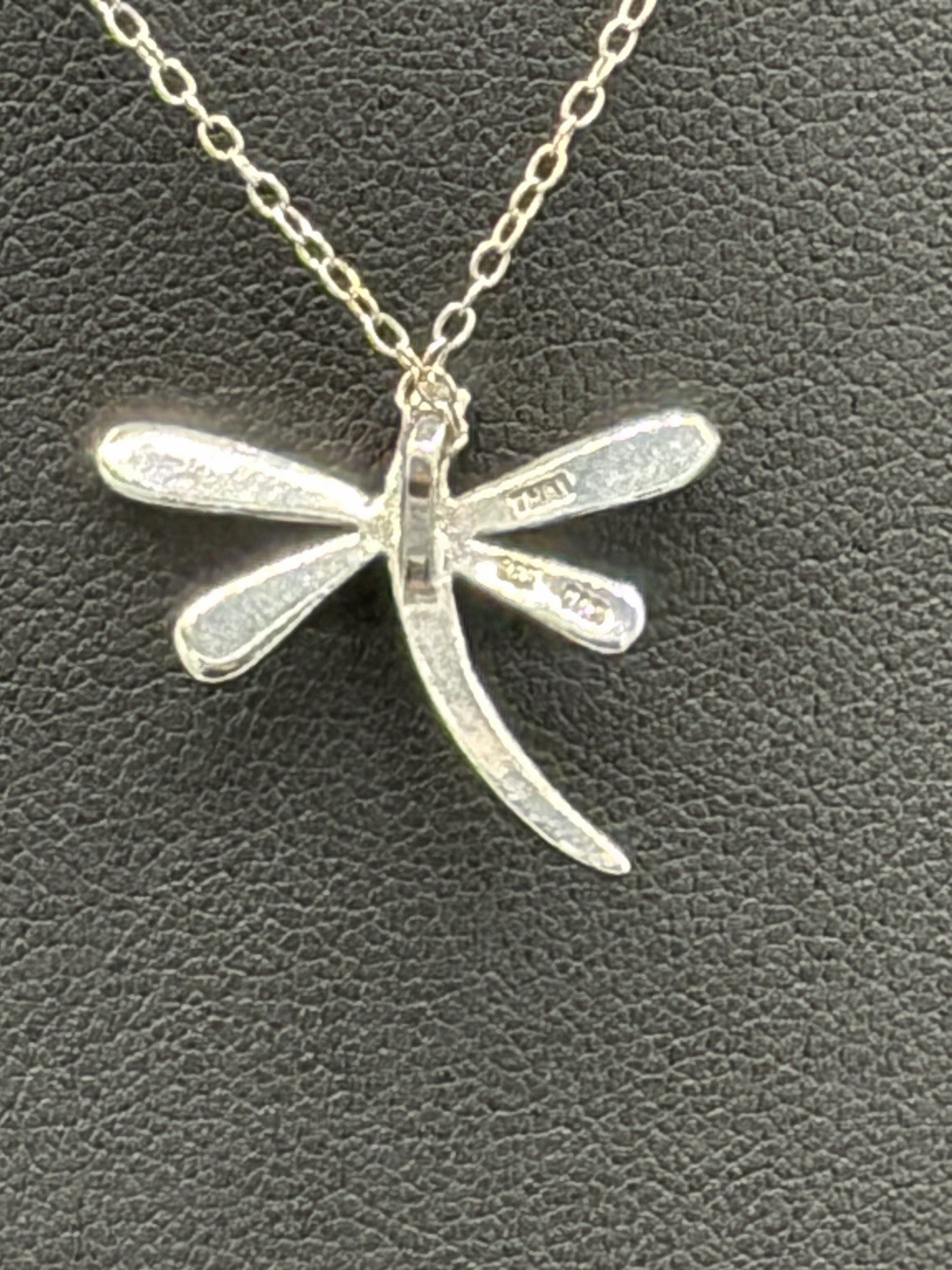 925 Sterling Silver Black Rhodium Dragonfly Pendant Necklace with CZ – Brand New
