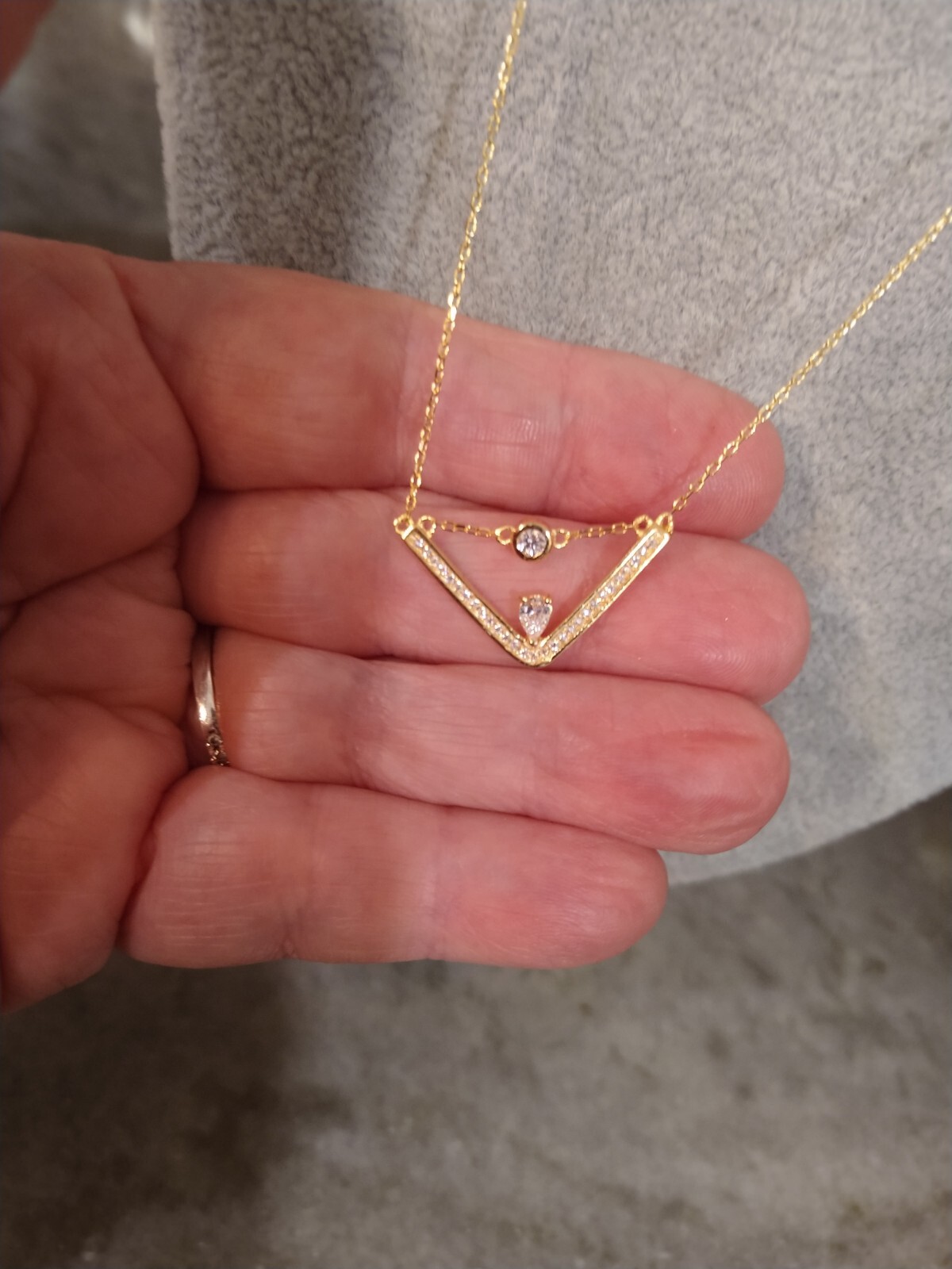 LA Simulated Diamond Trendy Necklace 17.5″/14K YG/Sterling Silver 0.80 Carats