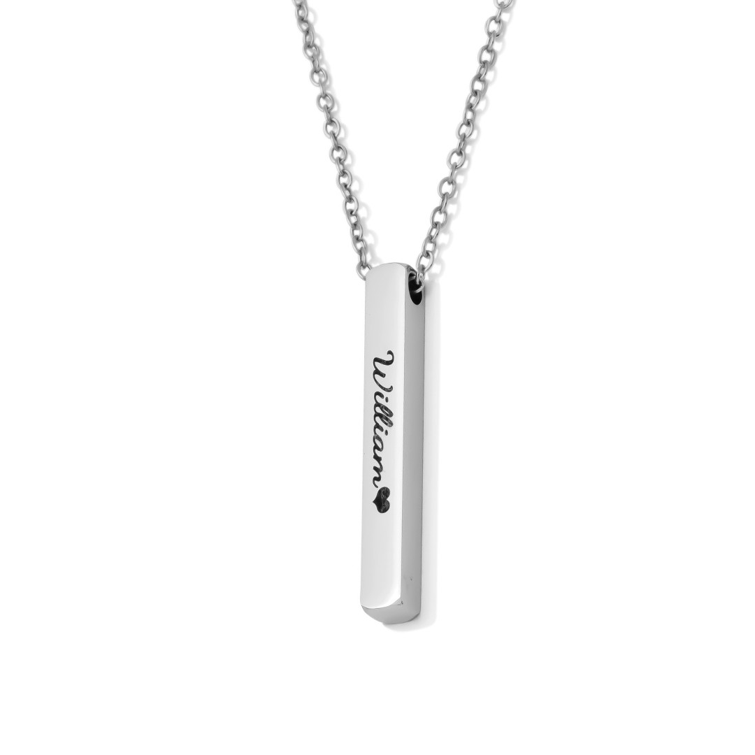 Personalized Name Engraved Bar Necklace for Women/Men